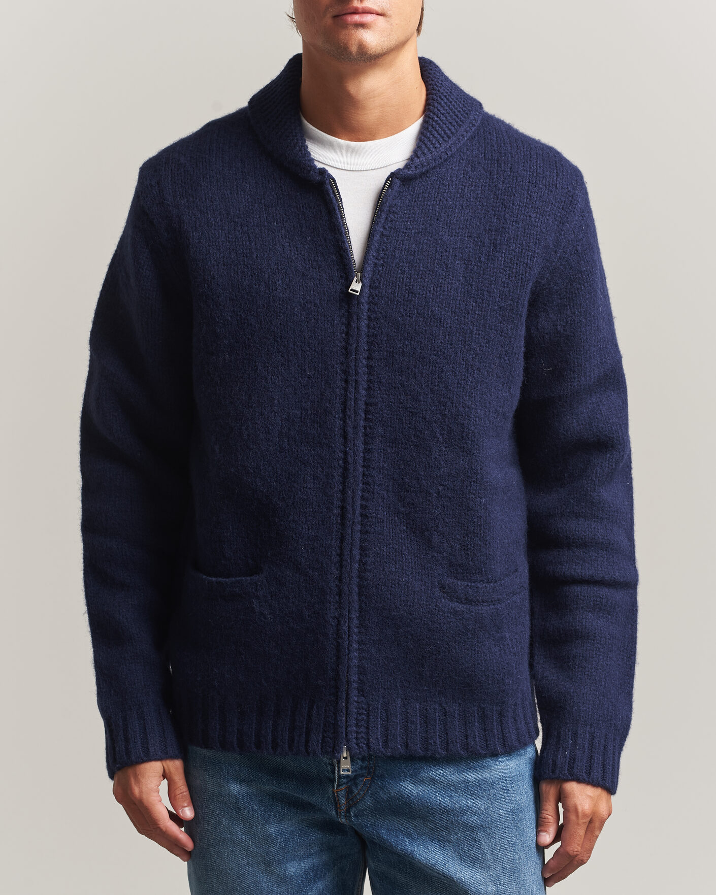 Men | Sweaters & Knitwear | Morris | Boyd Zip Cardigan Navy