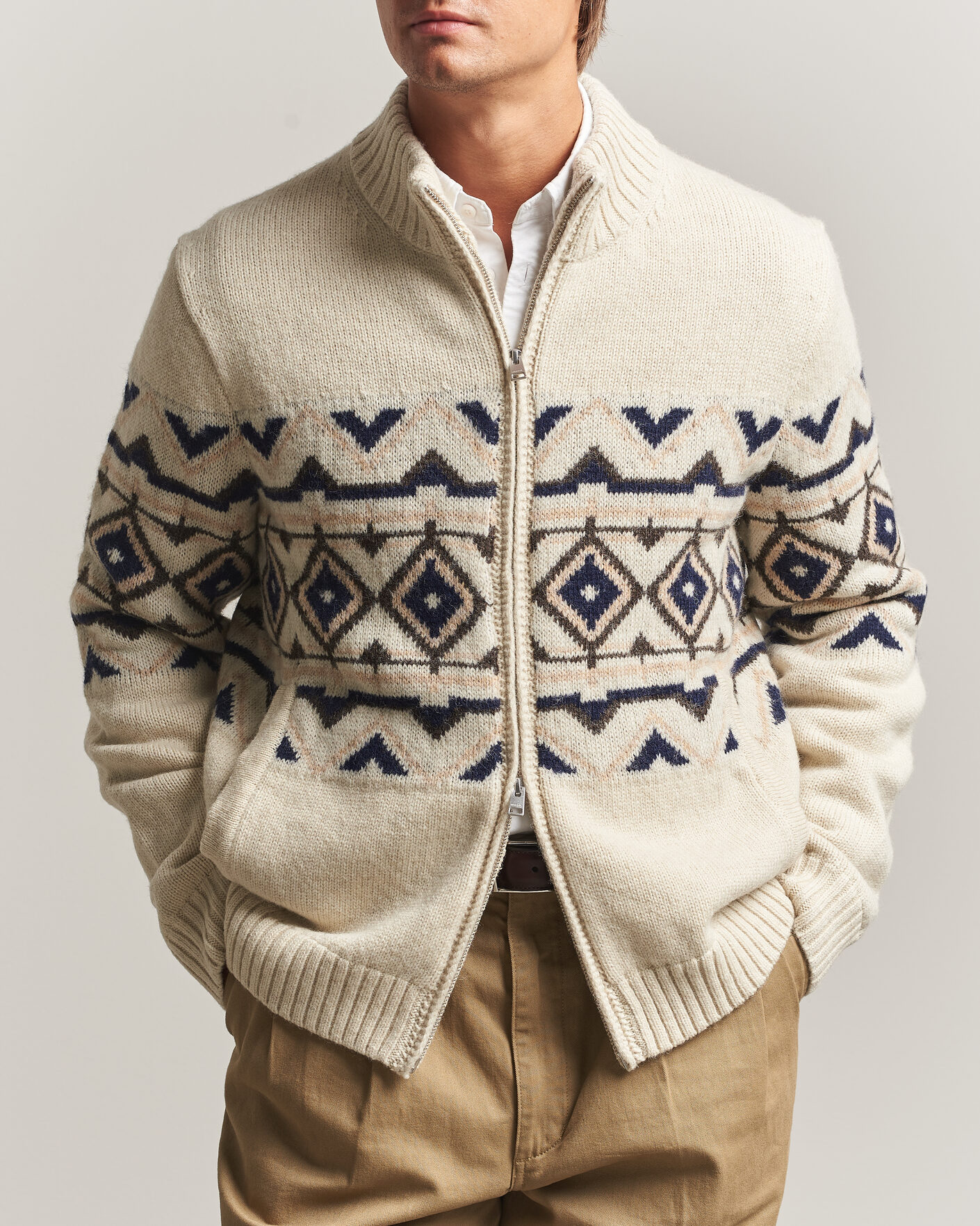 Men | Sweaters & Knitwear | Morris | Hadley Zip Cardigan Off White