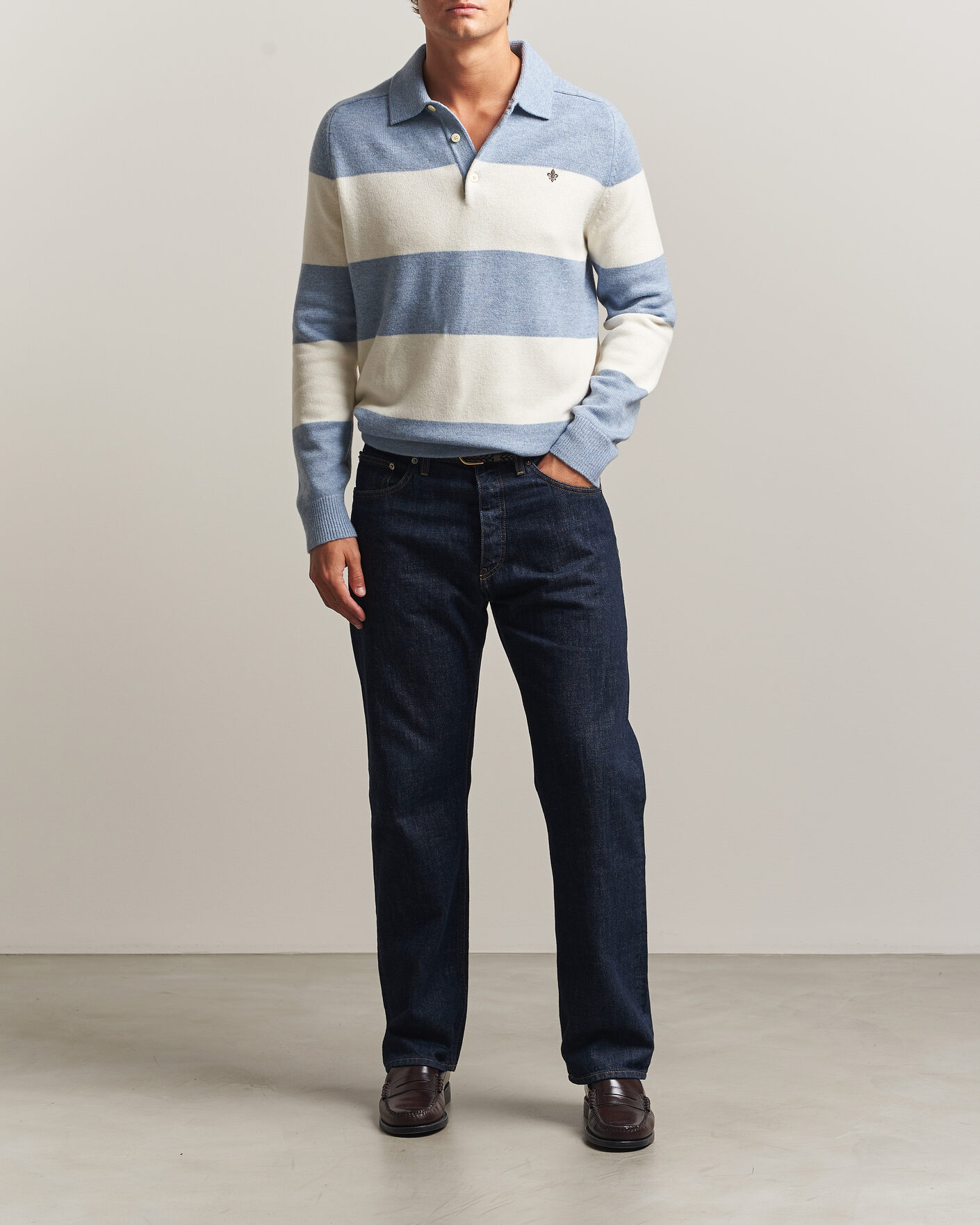 Men | Sweaters & Knitwear | Morris | Hertford Knitted Polo Blue