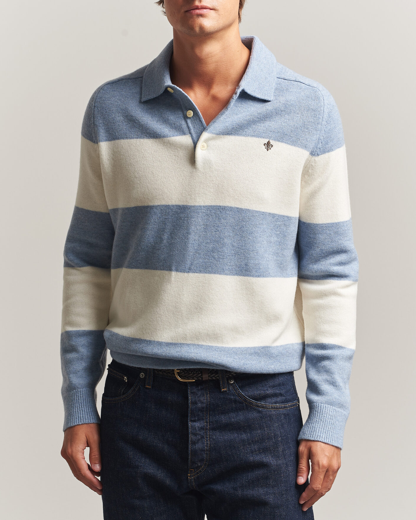 Men | Sweaters & Knitwear | Morris | Hertford Knitted Polo Blue