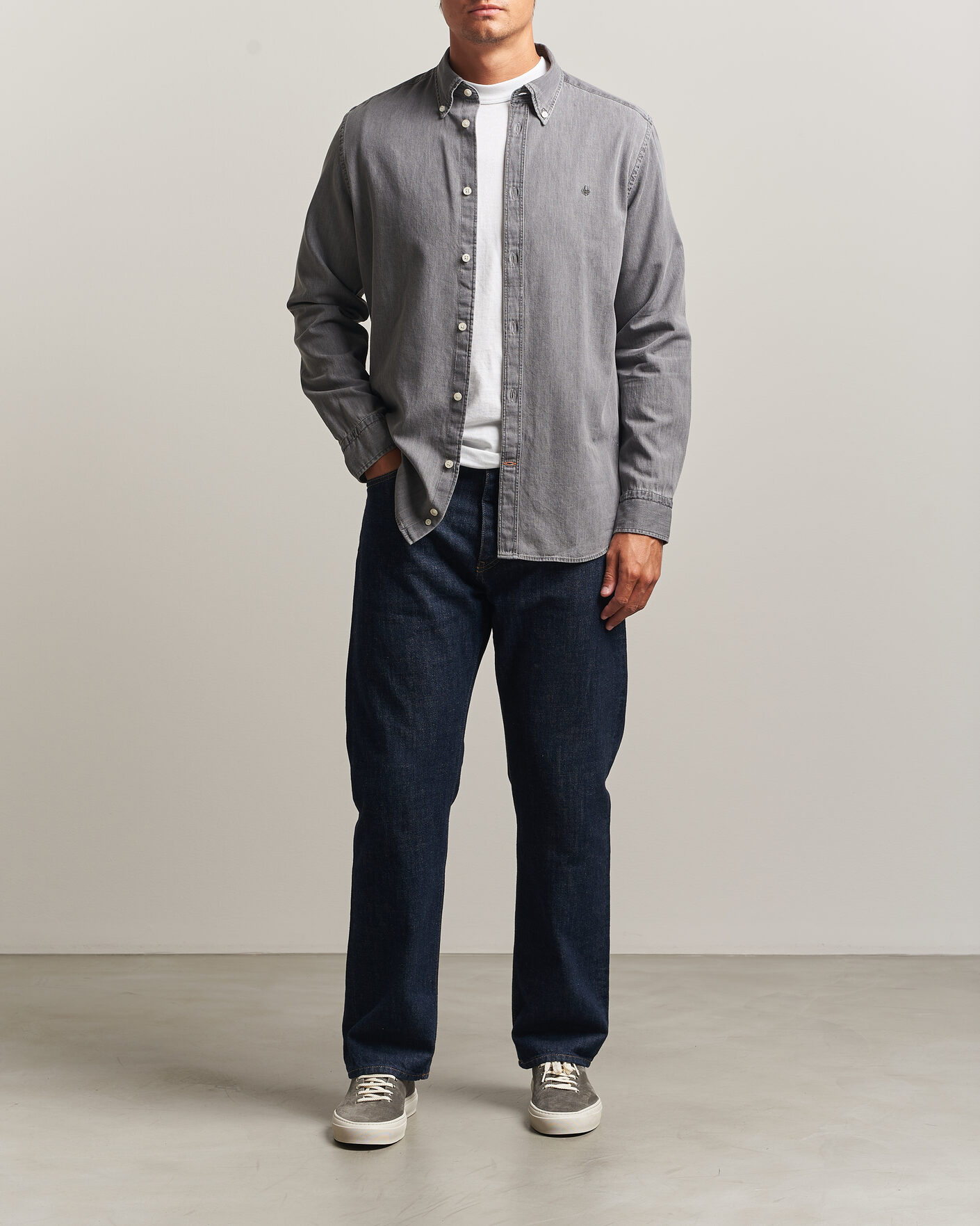 Men | Shirts | Morris | Light Denim Shirt Grey