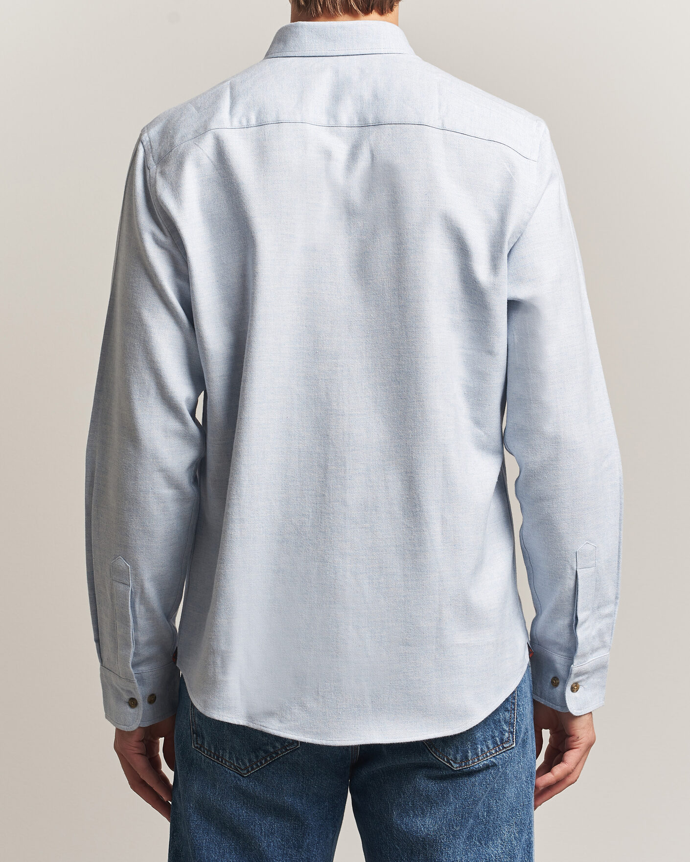 Men | Shirts | Morris | Flannel Herringbone Shirt Light Blue