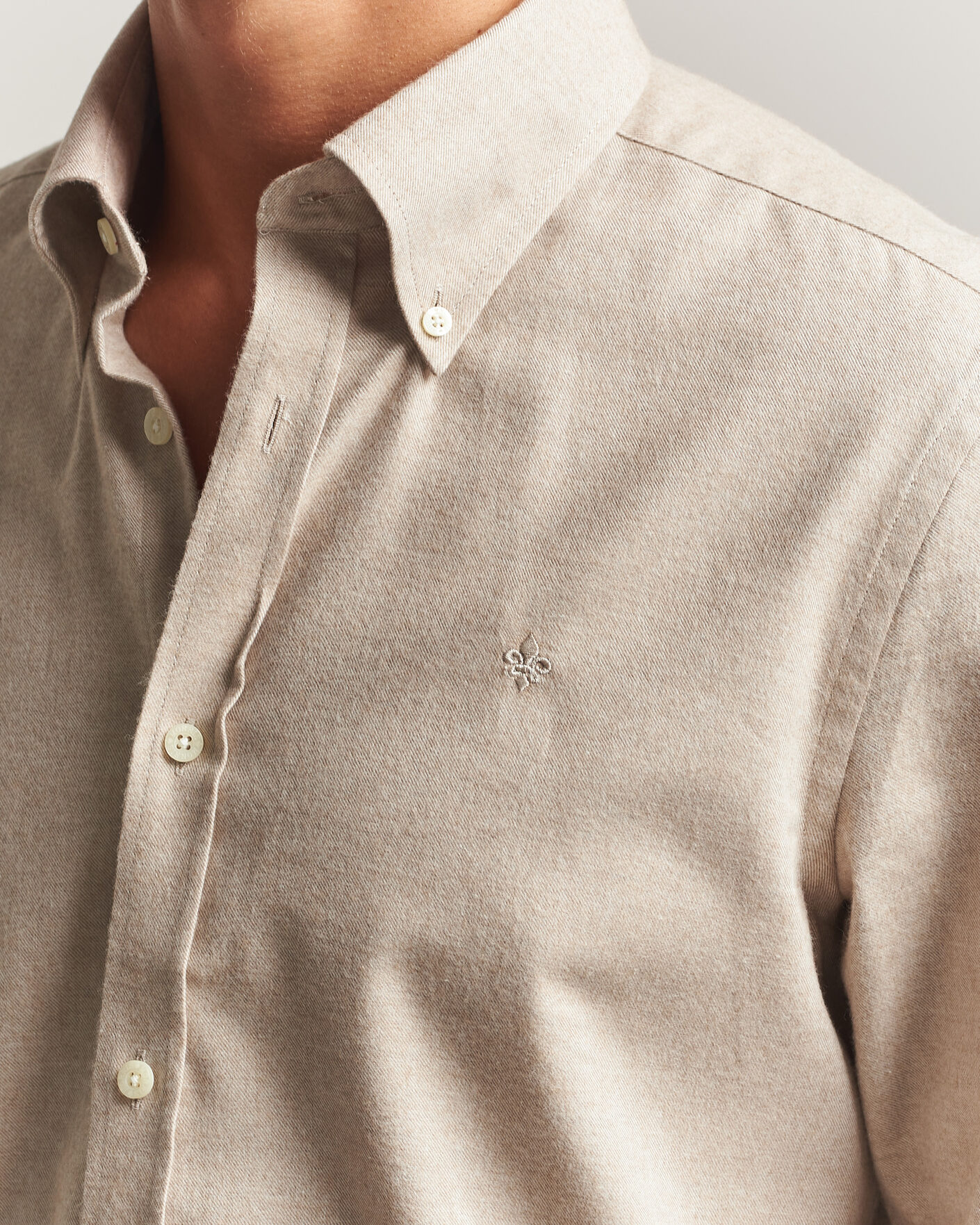 Men | Shirts | Morris | Cashmere Twill Shirt Khaki