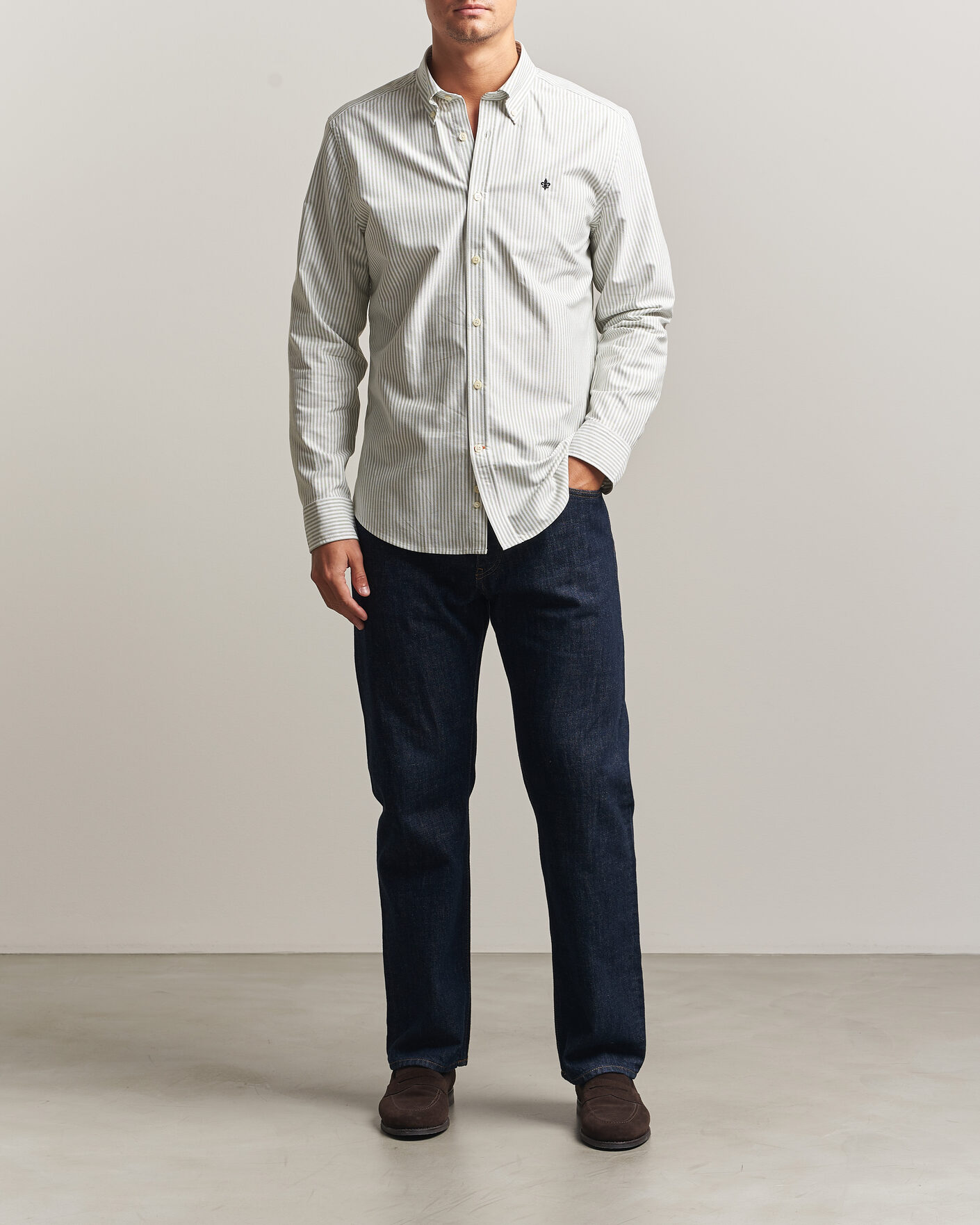 Men | Shirts | Morris | Douglas Oxford Stripe Shirt Olive