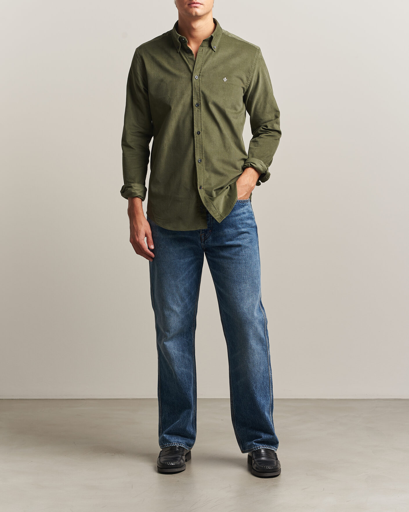 Men | Shirts | Morris | Douglas Cord Shirt Olive