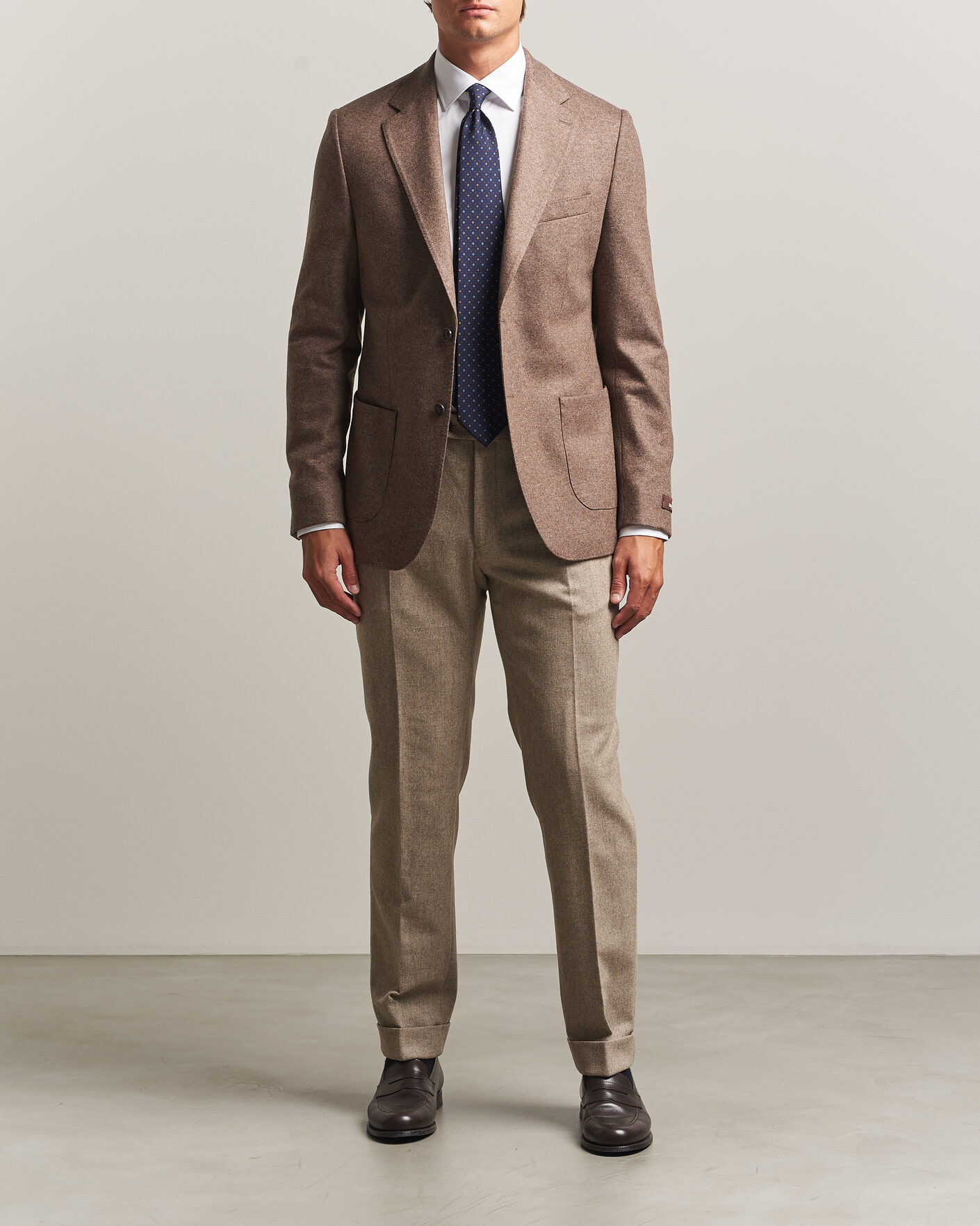 Men | Trousers | Morris | Flannel Suit Trousers Khaki
