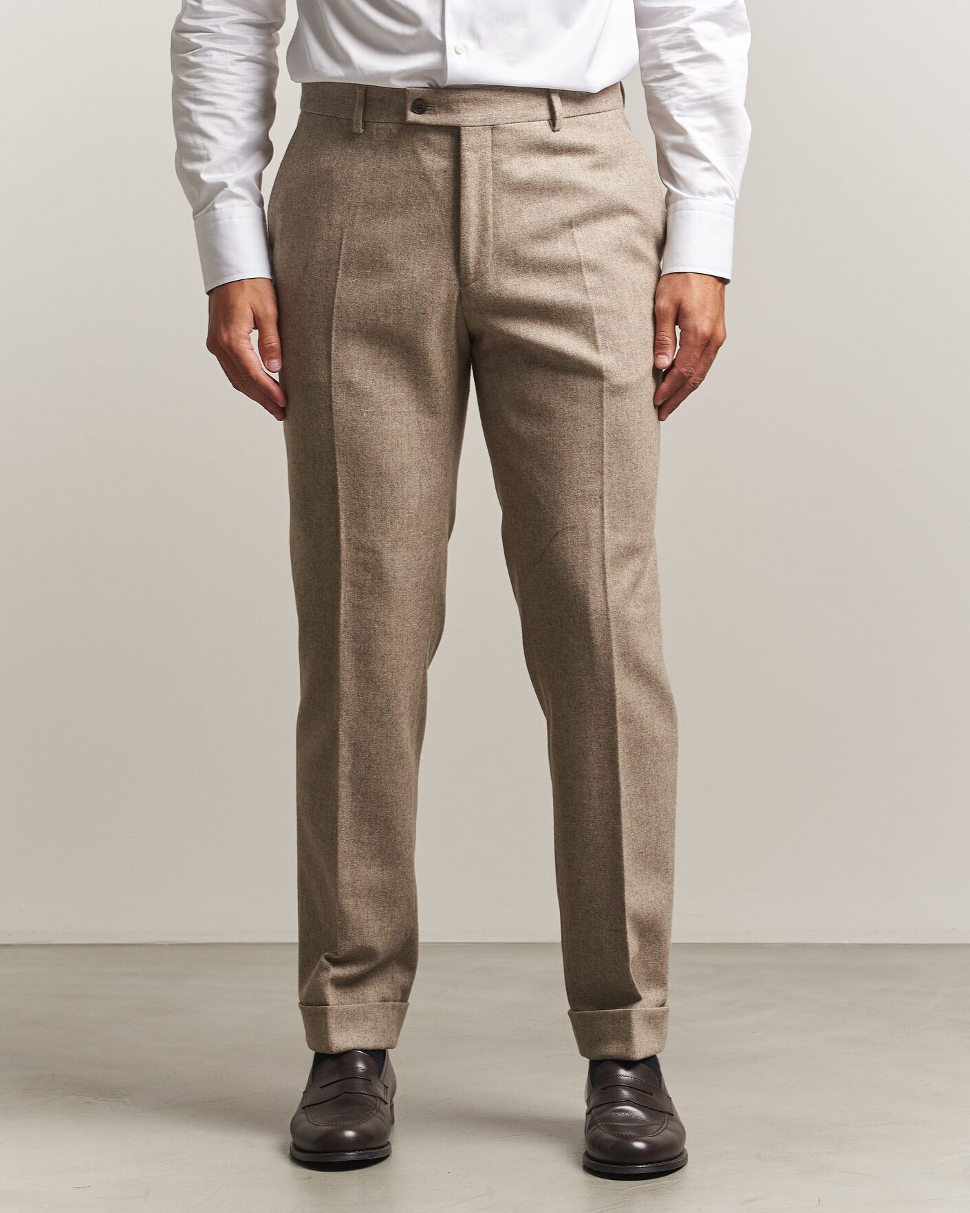 Men | Trousers | Morris | Flannel Suit Trousers Khaki
