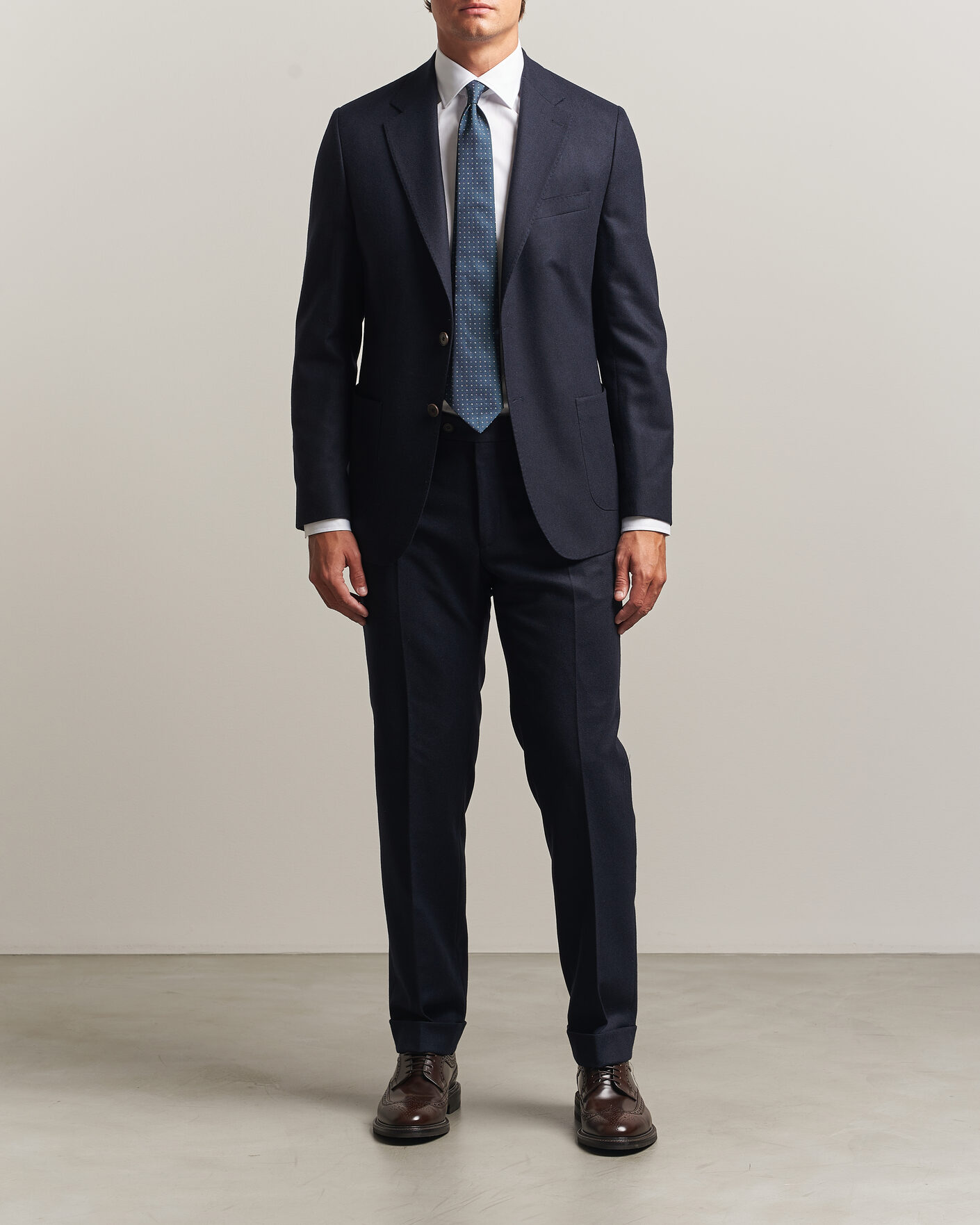 Men | Trousers | Morris | Flannel Suit Trousers Navy