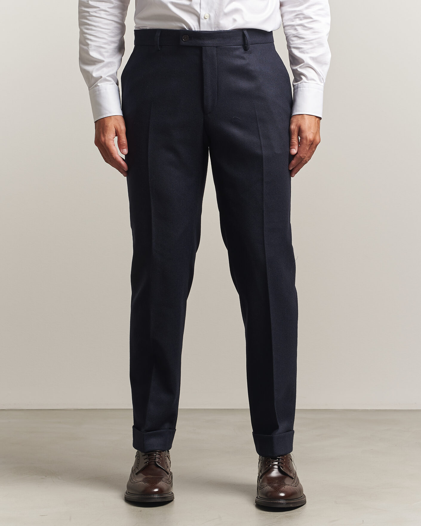Men | Trousers | Morris | Flannel Suit Trousers Navy