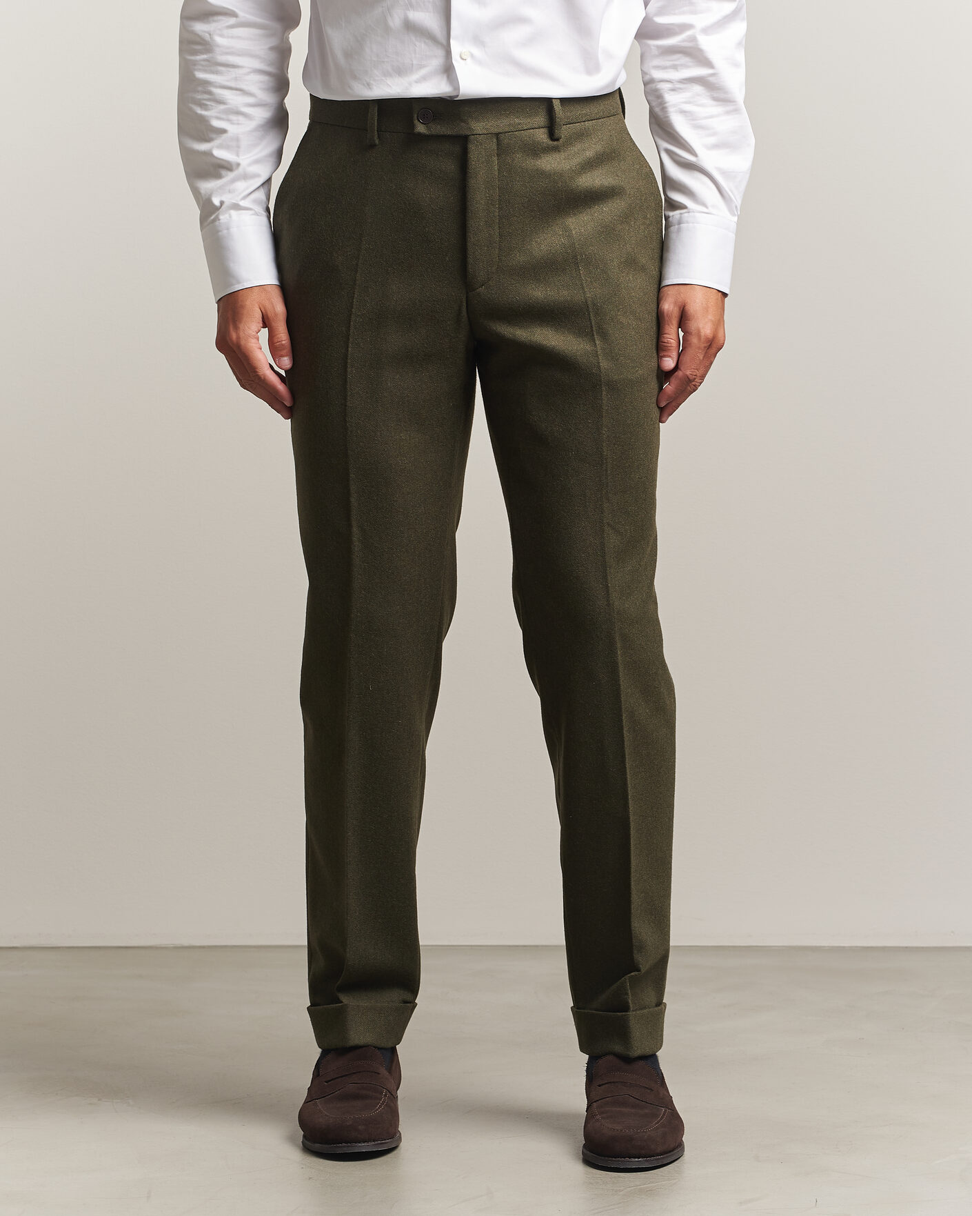 Men | Trousers | Morris | Flannel Suit Trousers Green