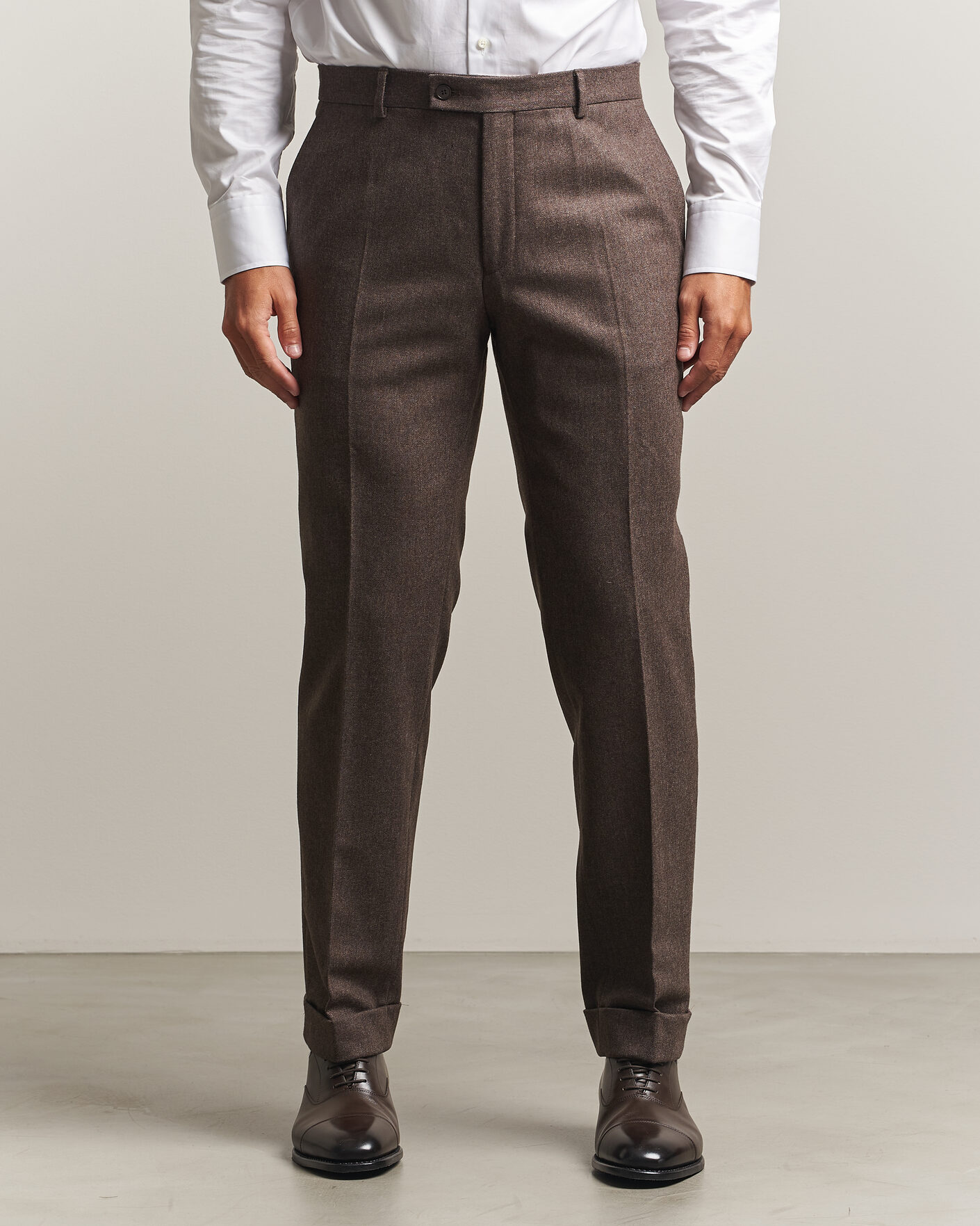 Men | Trousers | Morris | Flannel Suit Trousers Brown