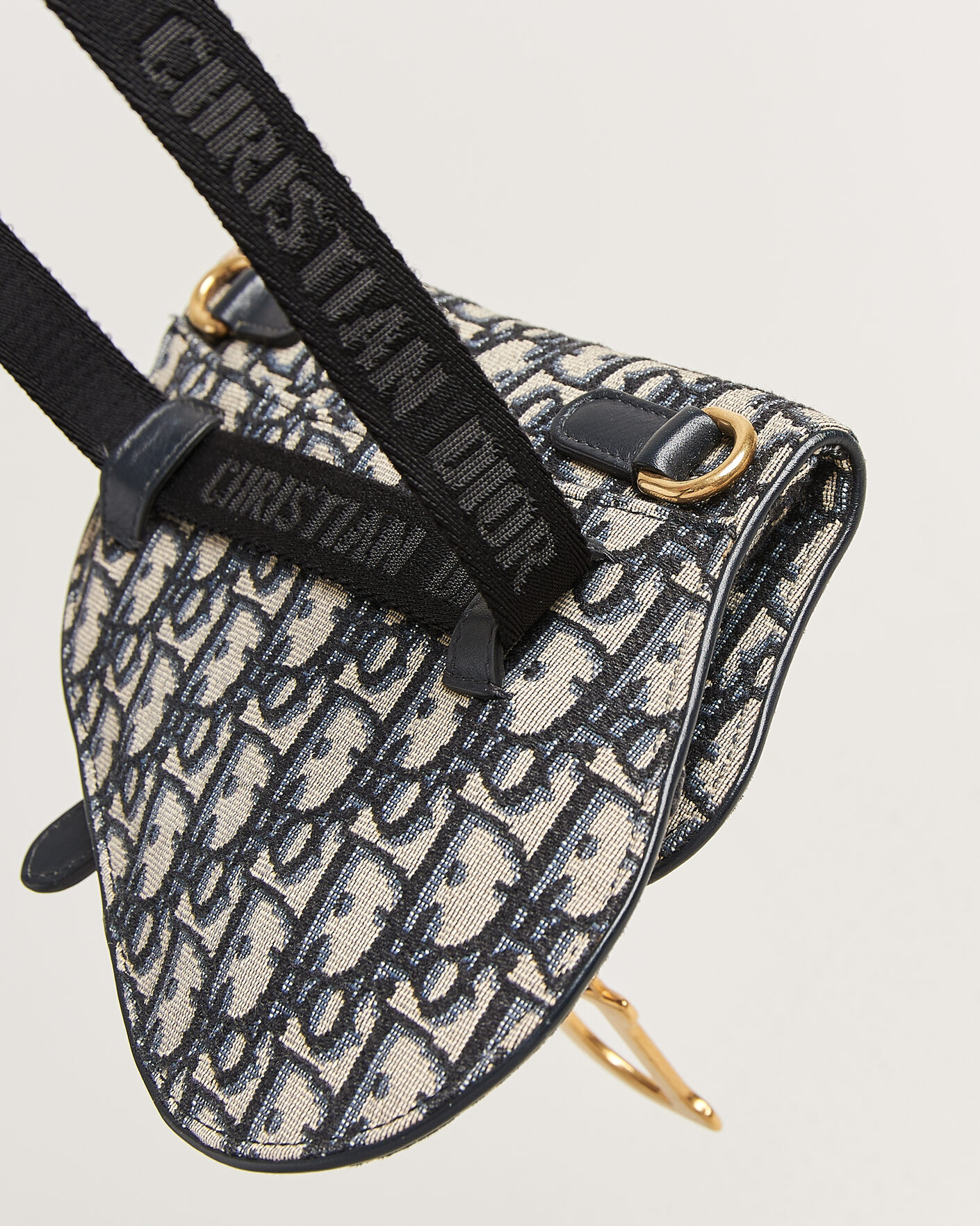 Men | Pre-Owned & Vintage Bags | Dior Pre-Owned | Saddle Belt Pouch Bag Oblique Jacquard Blue