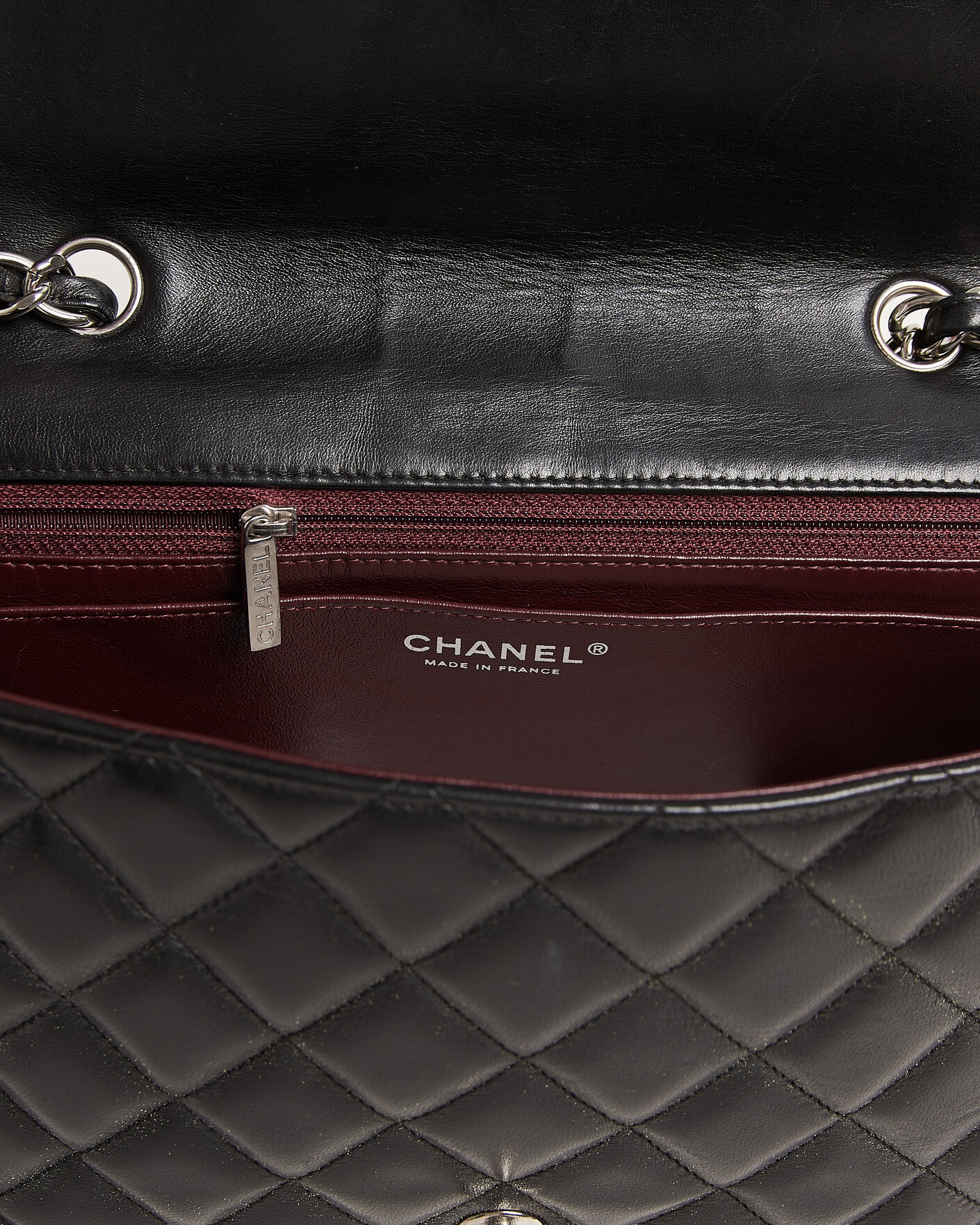 Men | Chanel Pre-Owned Classic Jumbo Single Flap Bag Lambskin Black | Chanel Pre-Owned | Classic Jumbo Single Flap Bag Lambskin Black