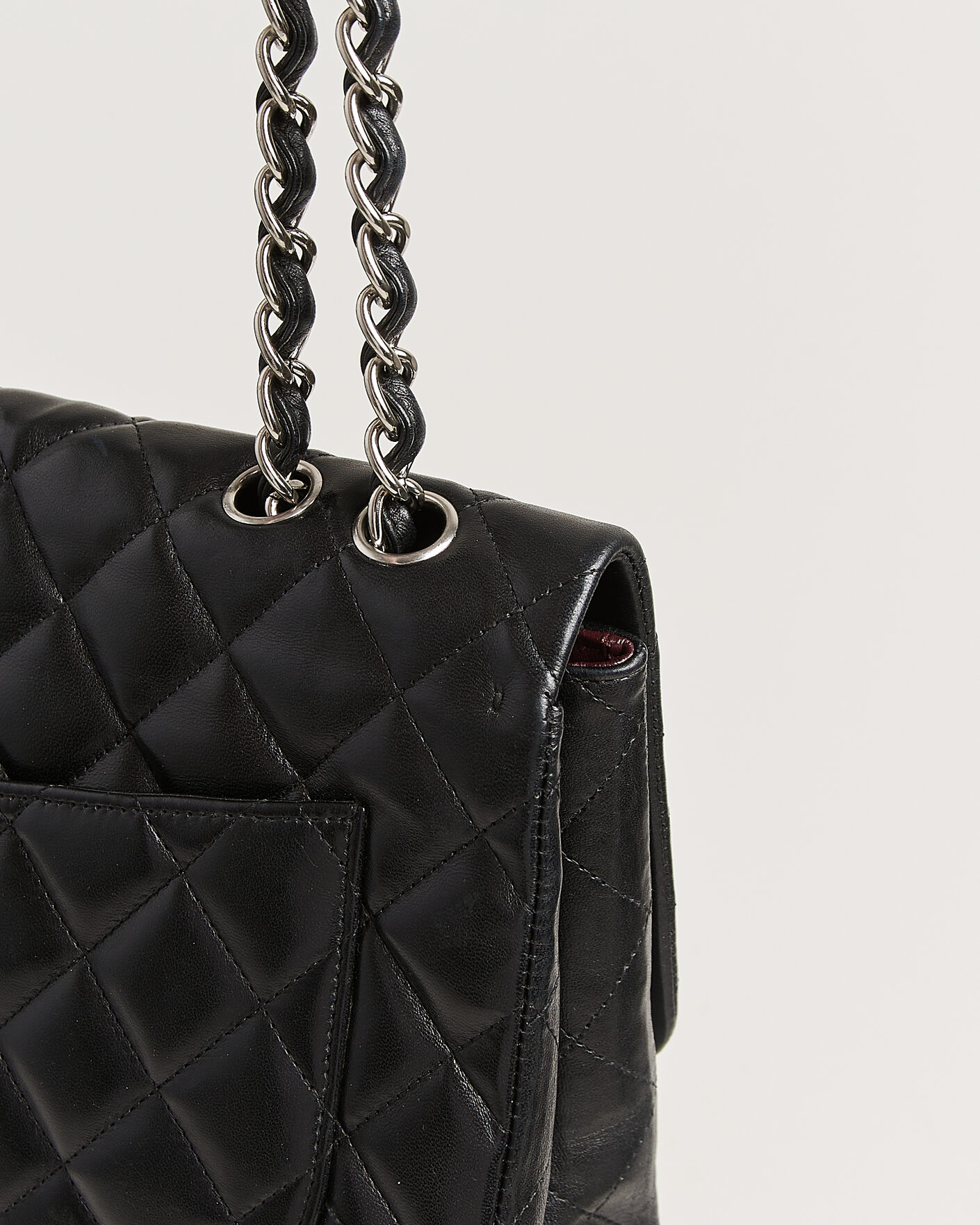 Men | Pre-Owned & Vintage Bags | Chanel Pre-Owned | Classic Jumbo Single Flap Bag Lambskin Black