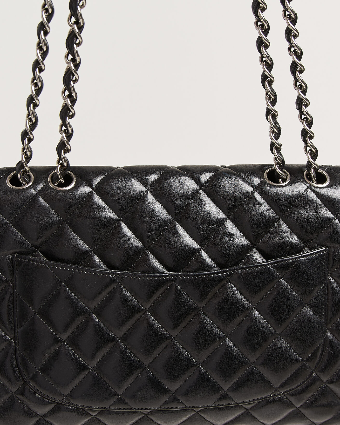 Men | Chanel Pre-Owned Classic Jumbo Single Flap Bag Lambskin Black | Chanel Pre-Owned | Classic Jumbo Single Flap Bag Lambskin Black