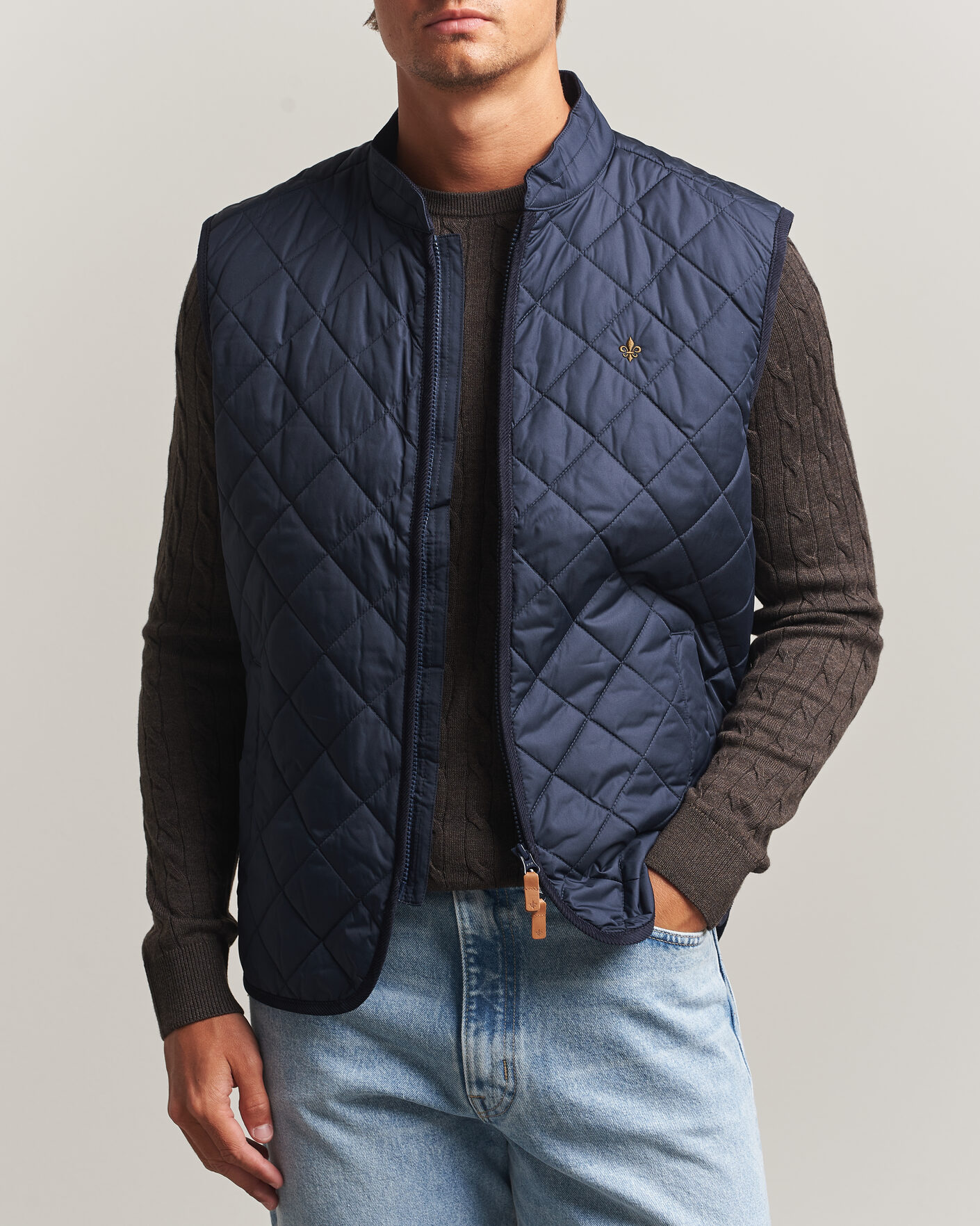 Men | Gilets | Morris | Teddy Quilted Vest Old Blue