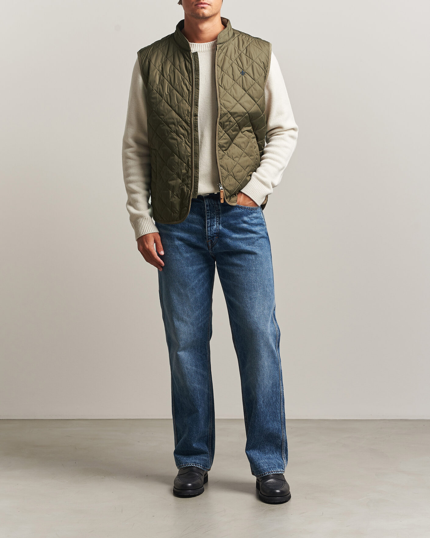 Men | Gilets | Morris | Teddy Quilted Vest Olive
