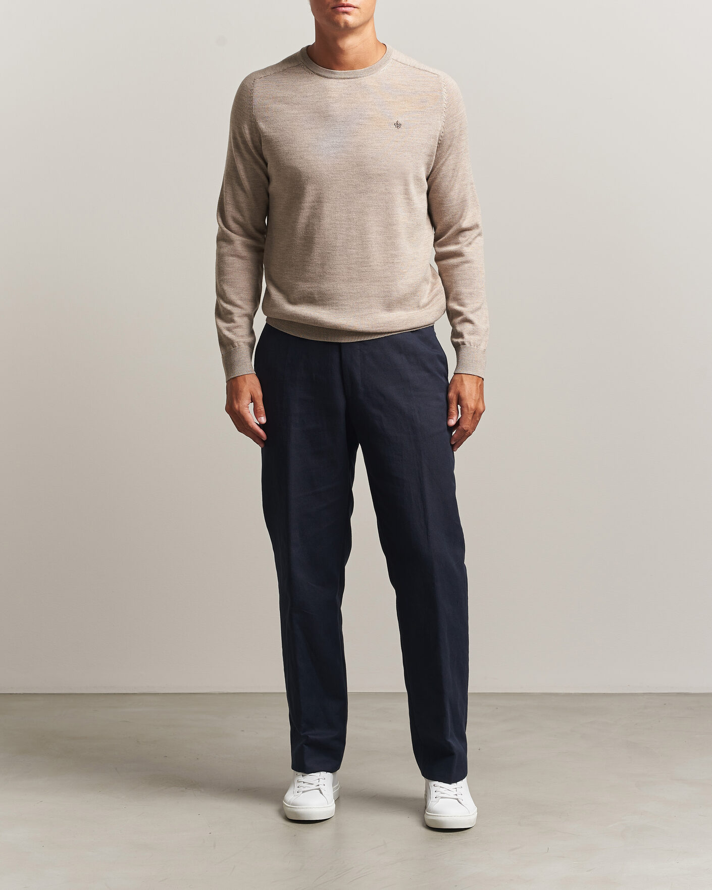 Men | Sweaters & Knitwear | Morris | Merino O-Neck Khaki
