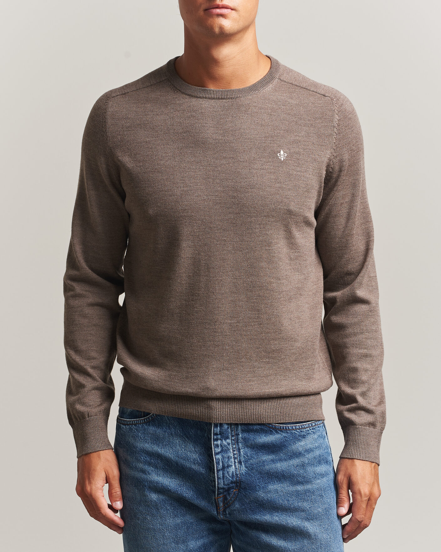Men | Sweaters & Knitwear | Morris | Merino O-Neck Brown