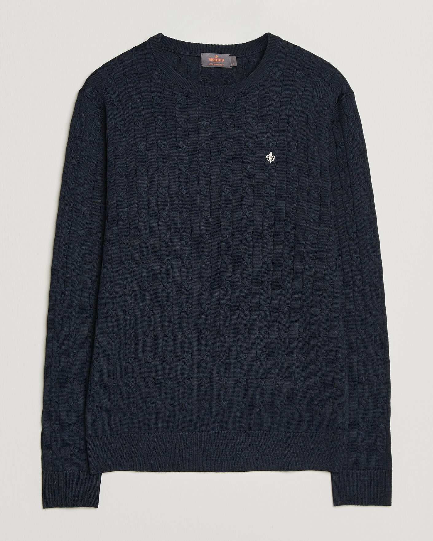 Men | Sweaters & Knitwear | Morris | Merino Cable O-Neck Navy