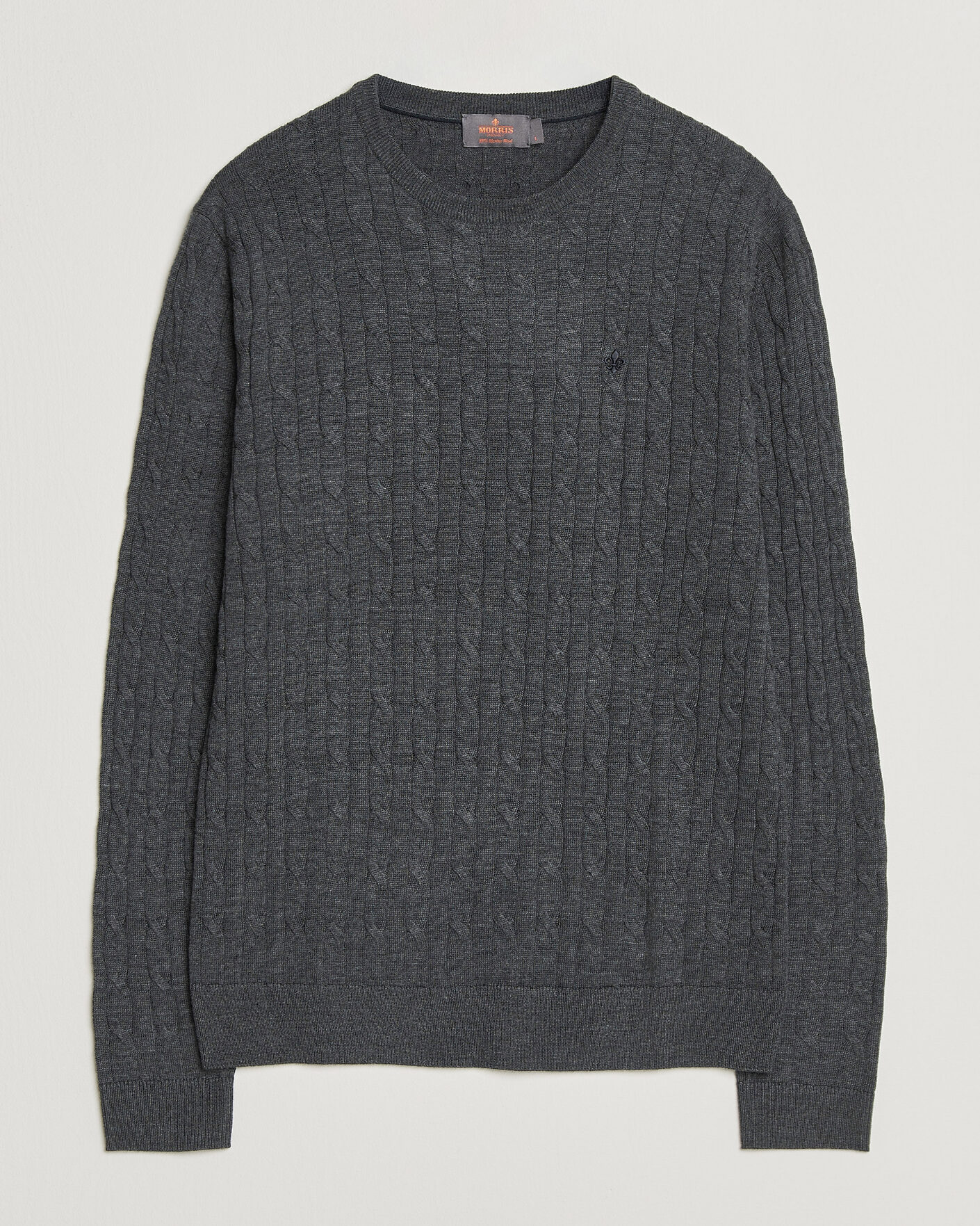 Men | Sweaters & Knitwear | Morris | Merino Cable O-Neck Grey