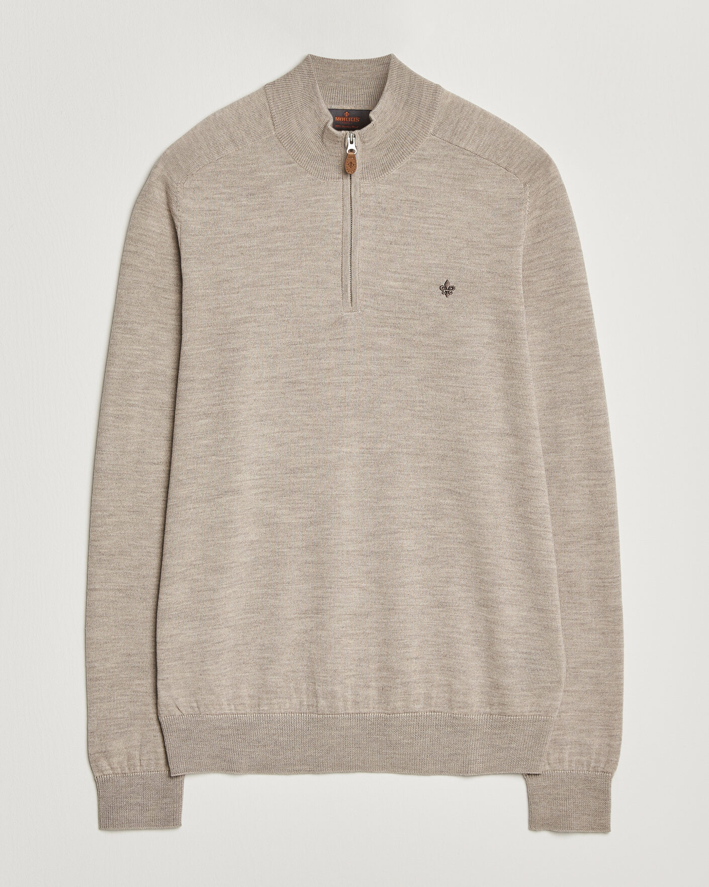 Men | Sweaters & Knitwear | Morris | John Merino Half Zip Khaki