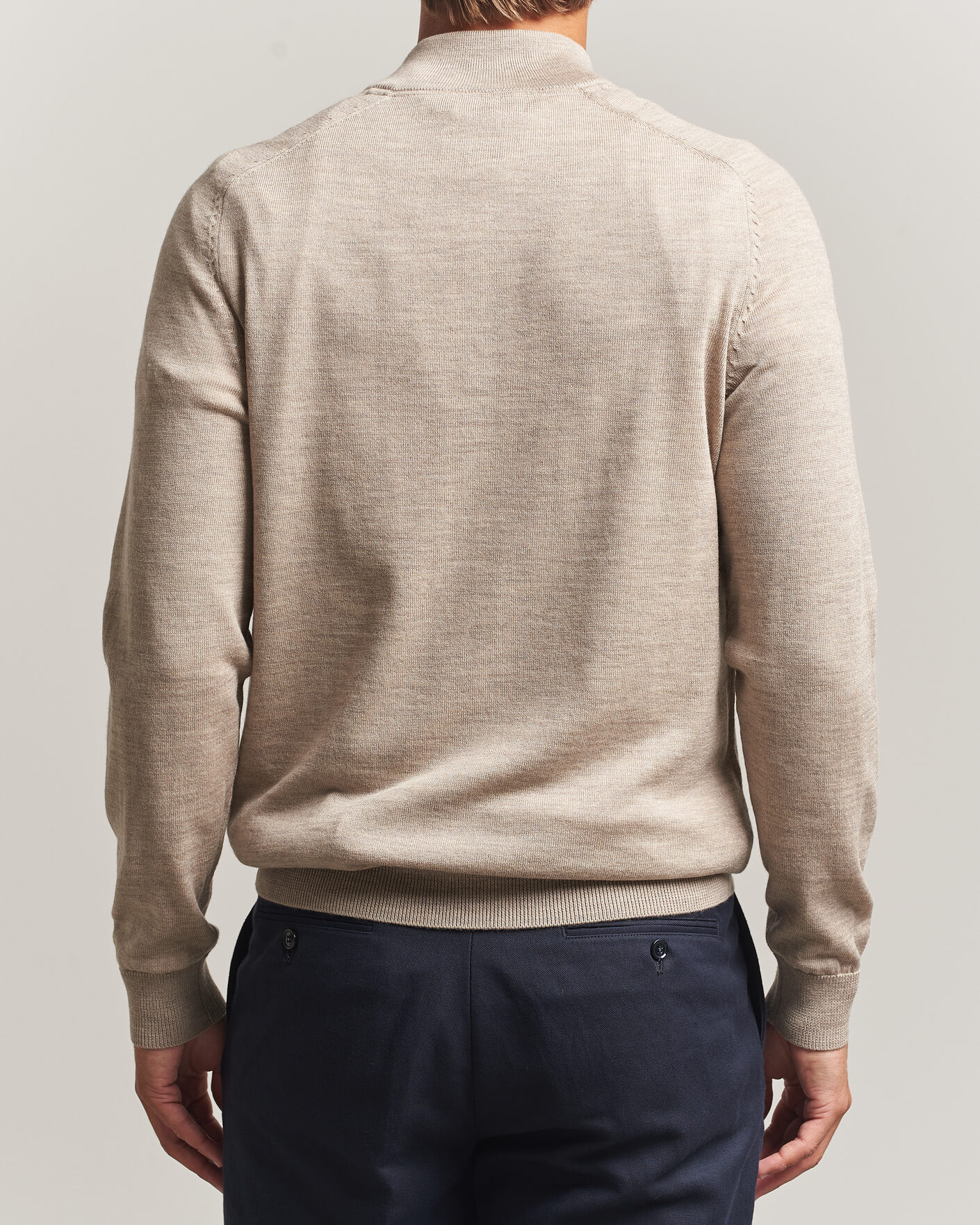 Men | Sweaters & Knitwear | Morris | John Merino Half Zip Khaki