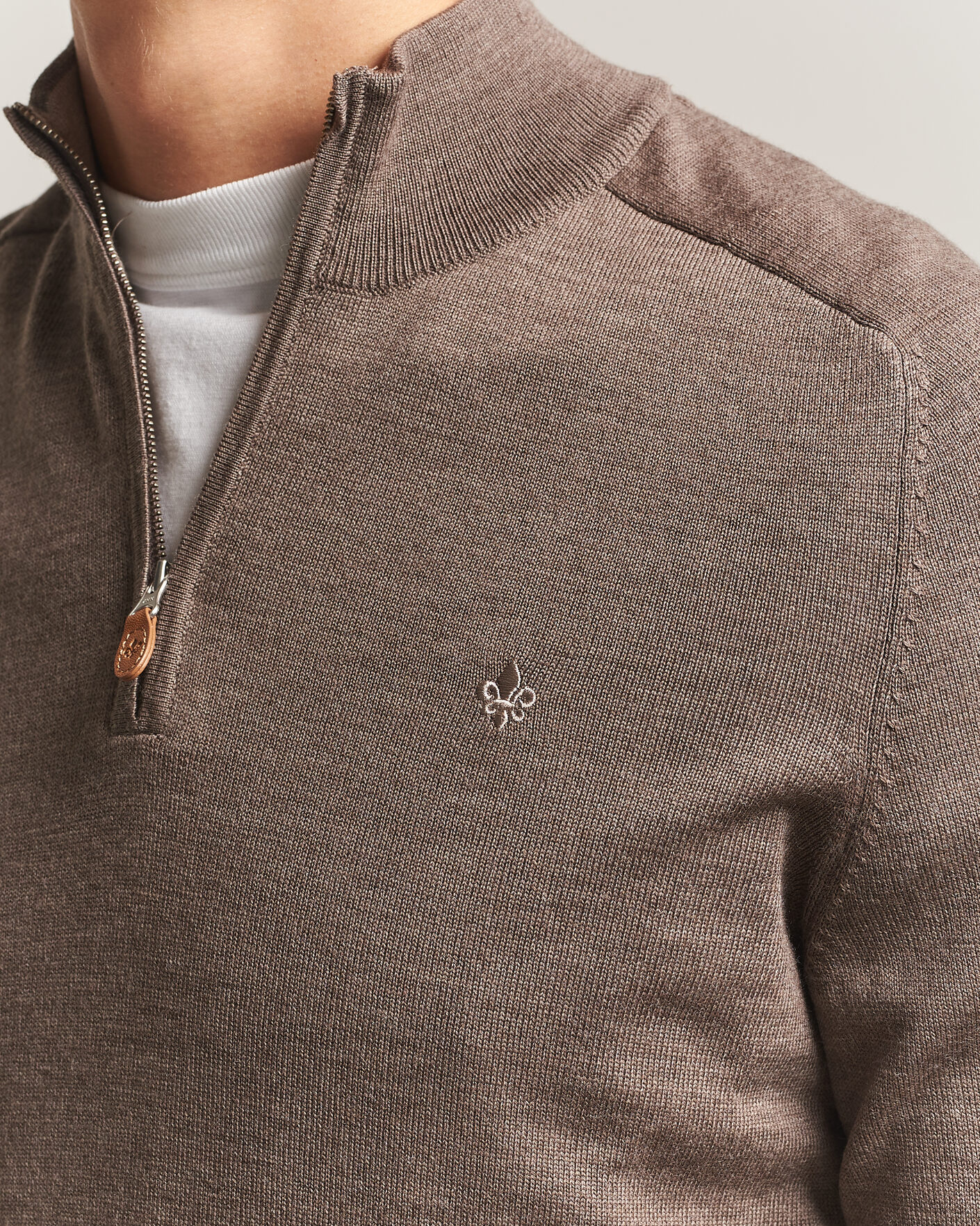 Men | Sweaters & Knitwear | Morris | John Merino Half Zip Brown