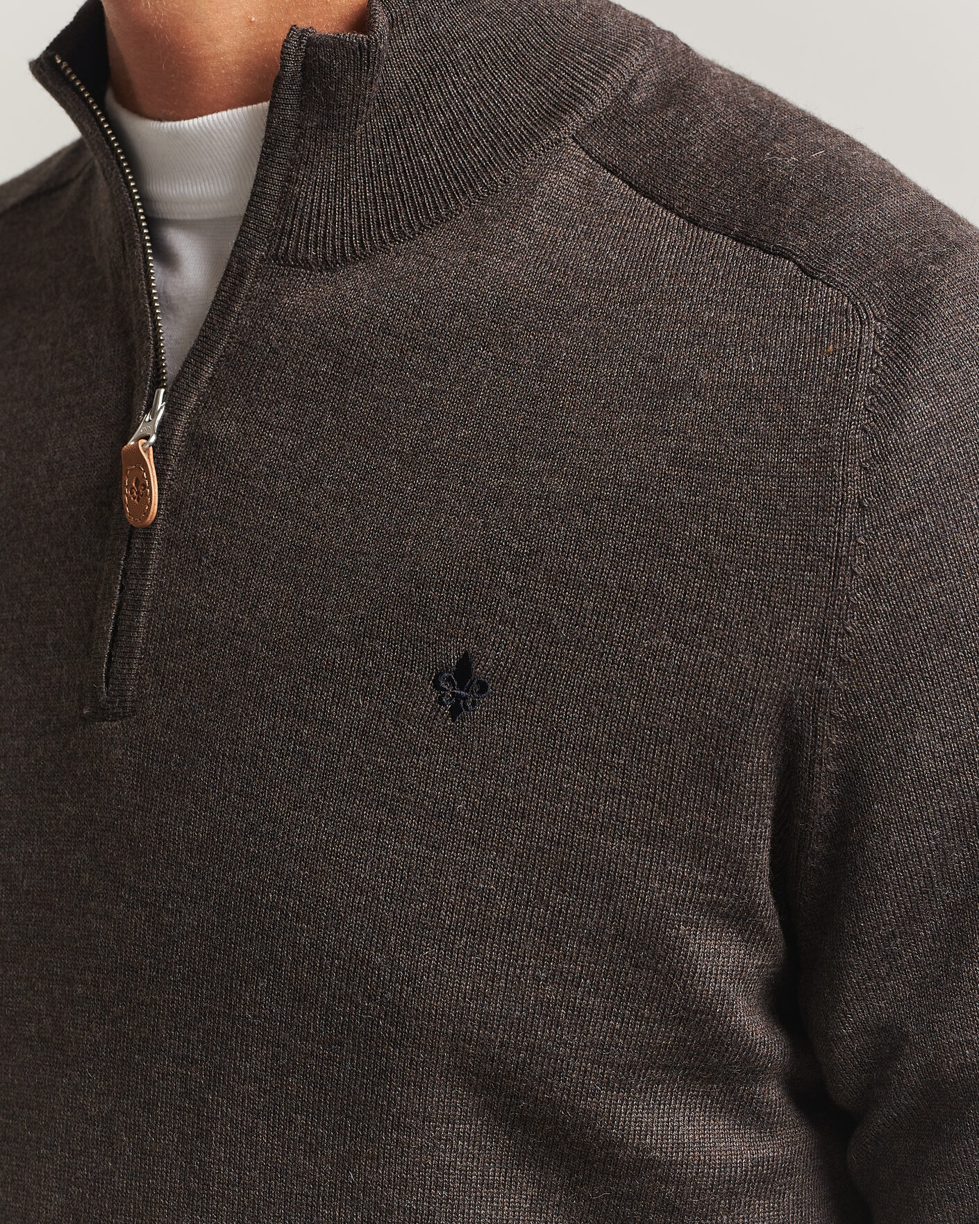 Men | Sweaters & Knitwear | Morris | John Merino Half Zip Brown