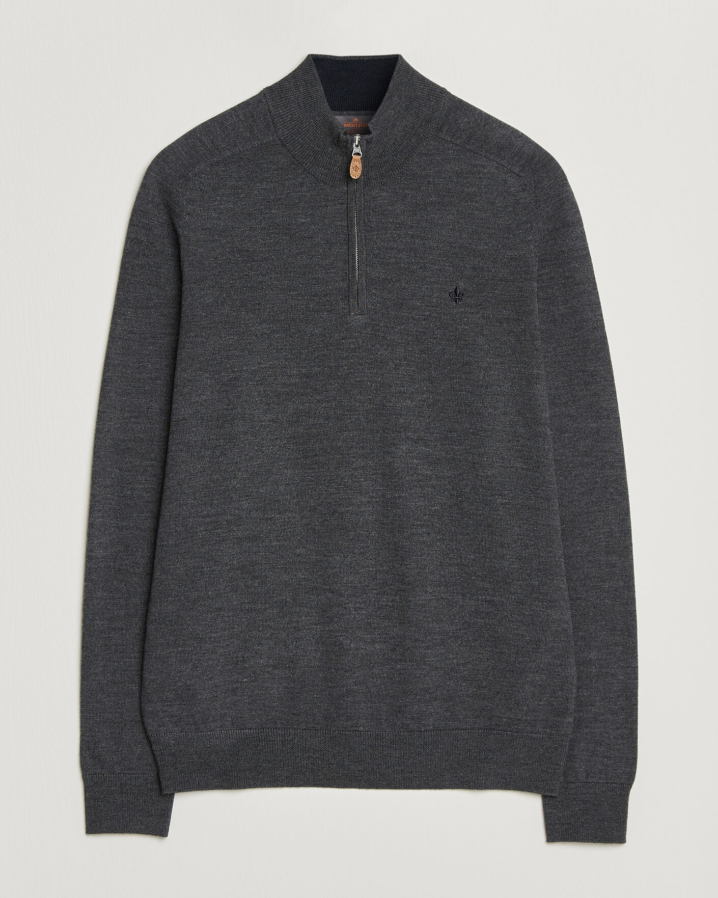 Men | Sweaters & Knitwear | Morris | John Merino Half Zip Grey