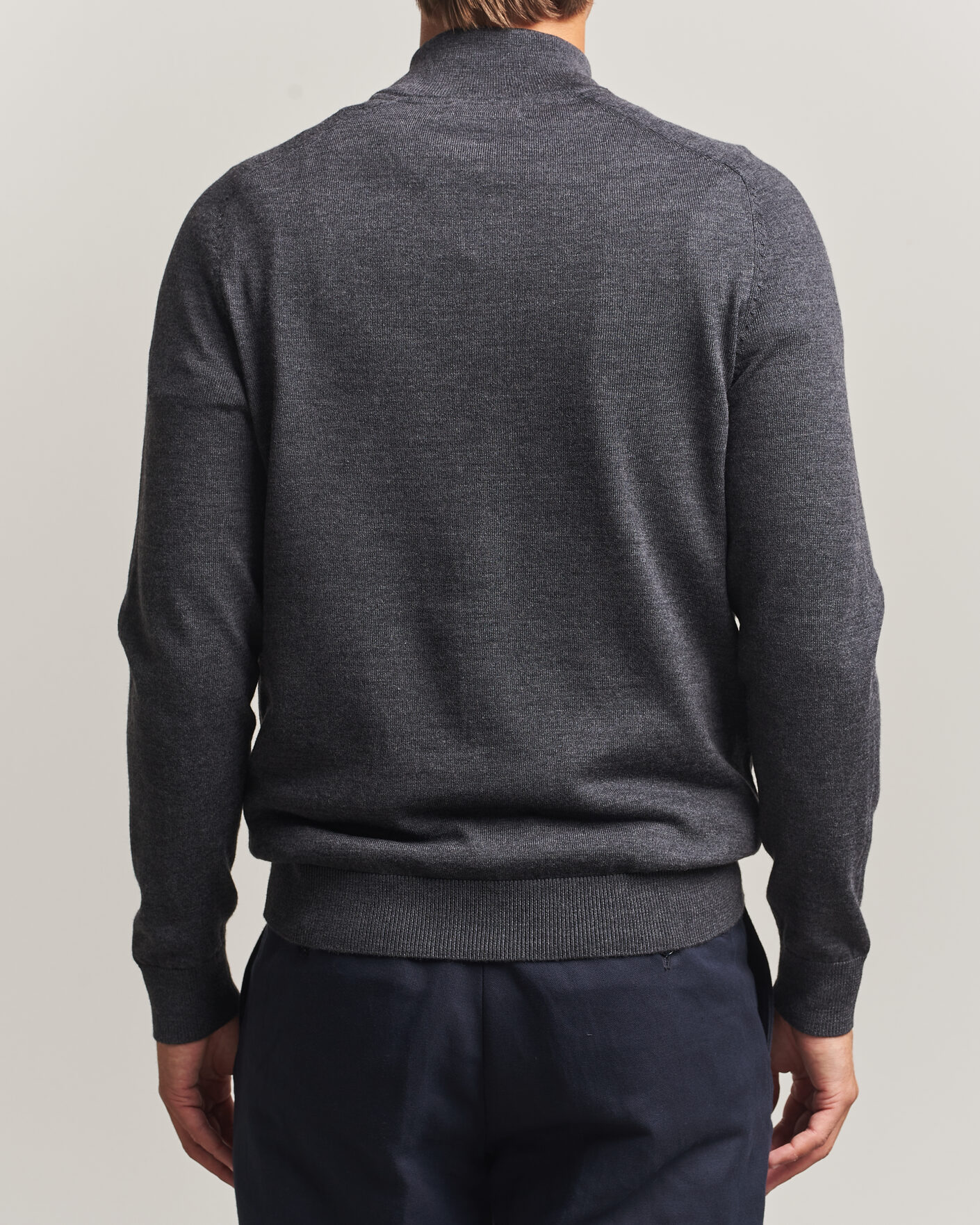 Men | Sweaters & Knitwear | Morris | John Merino Half Zip Grey