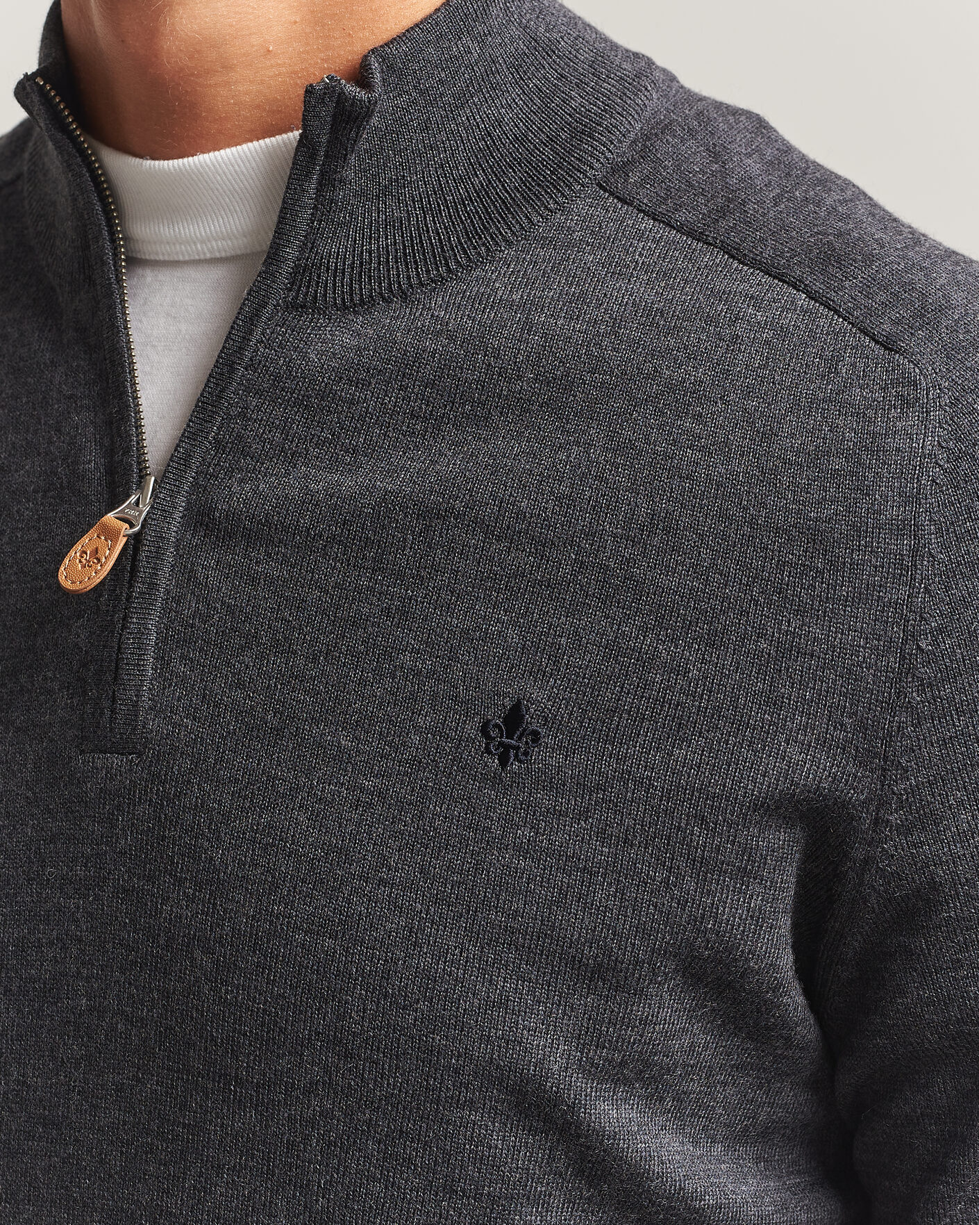 Men | Sweaters & Knitwear | Morris | John Merino Half Zip Grey