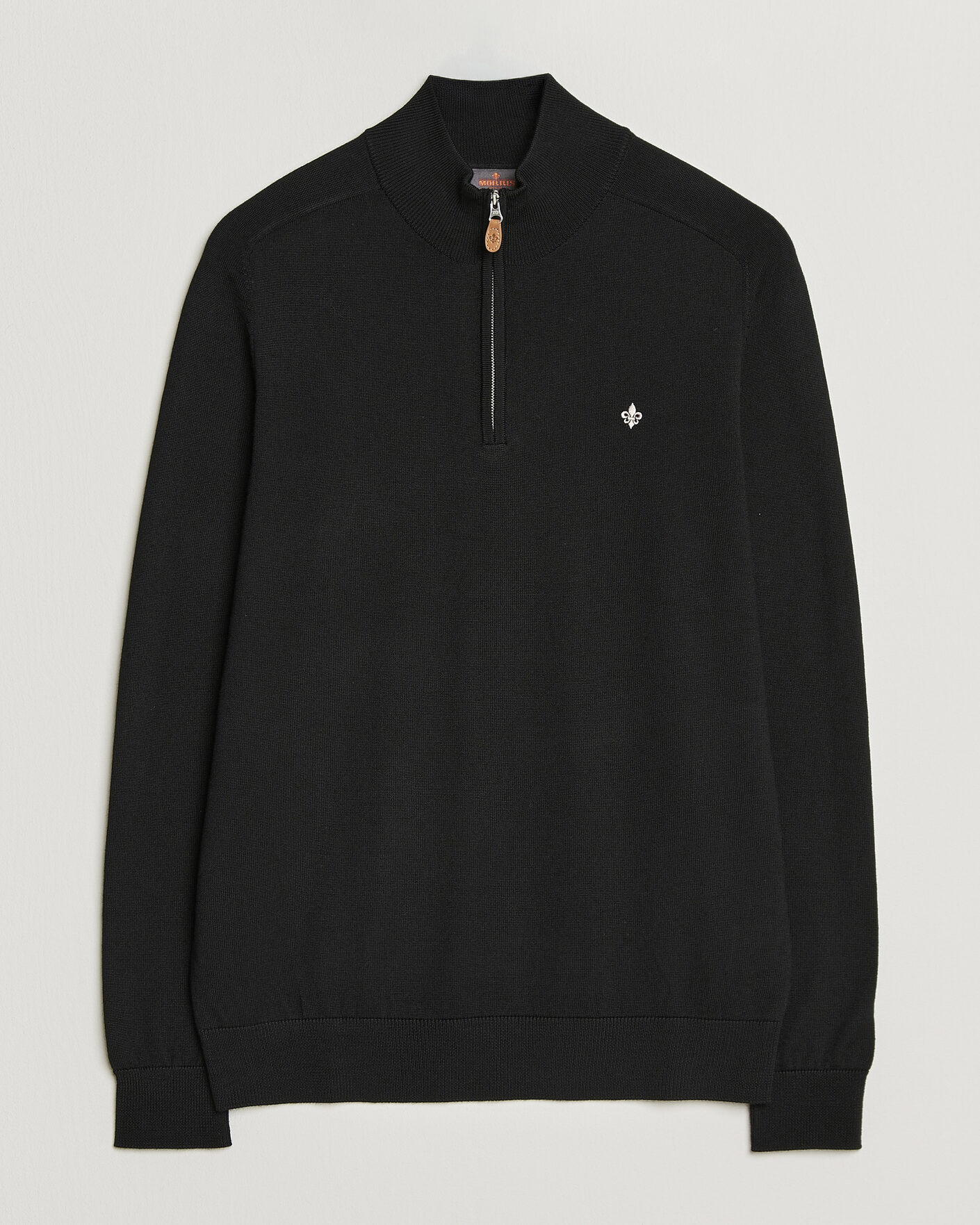 Men | Sweaters & Knitwear | Morris | John Merino Half Zip Black