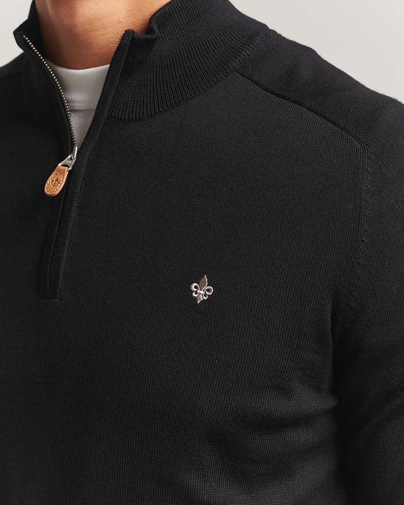 Men | Sweaters & Knitwear | Morris | John Merino Half Zip Black
