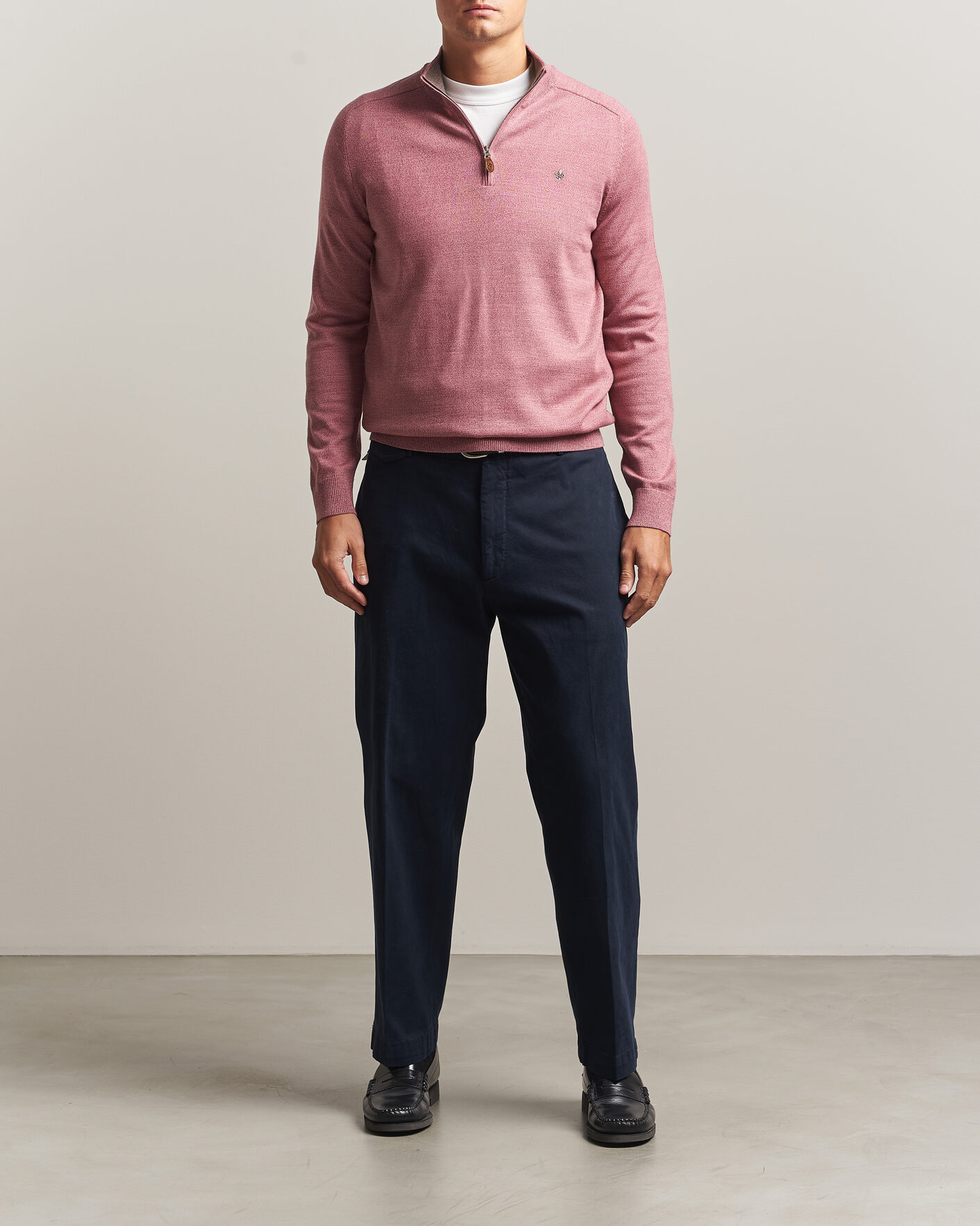 Men | Sweaters & Knitwear | Morris | John Merino Half Zip Cerise