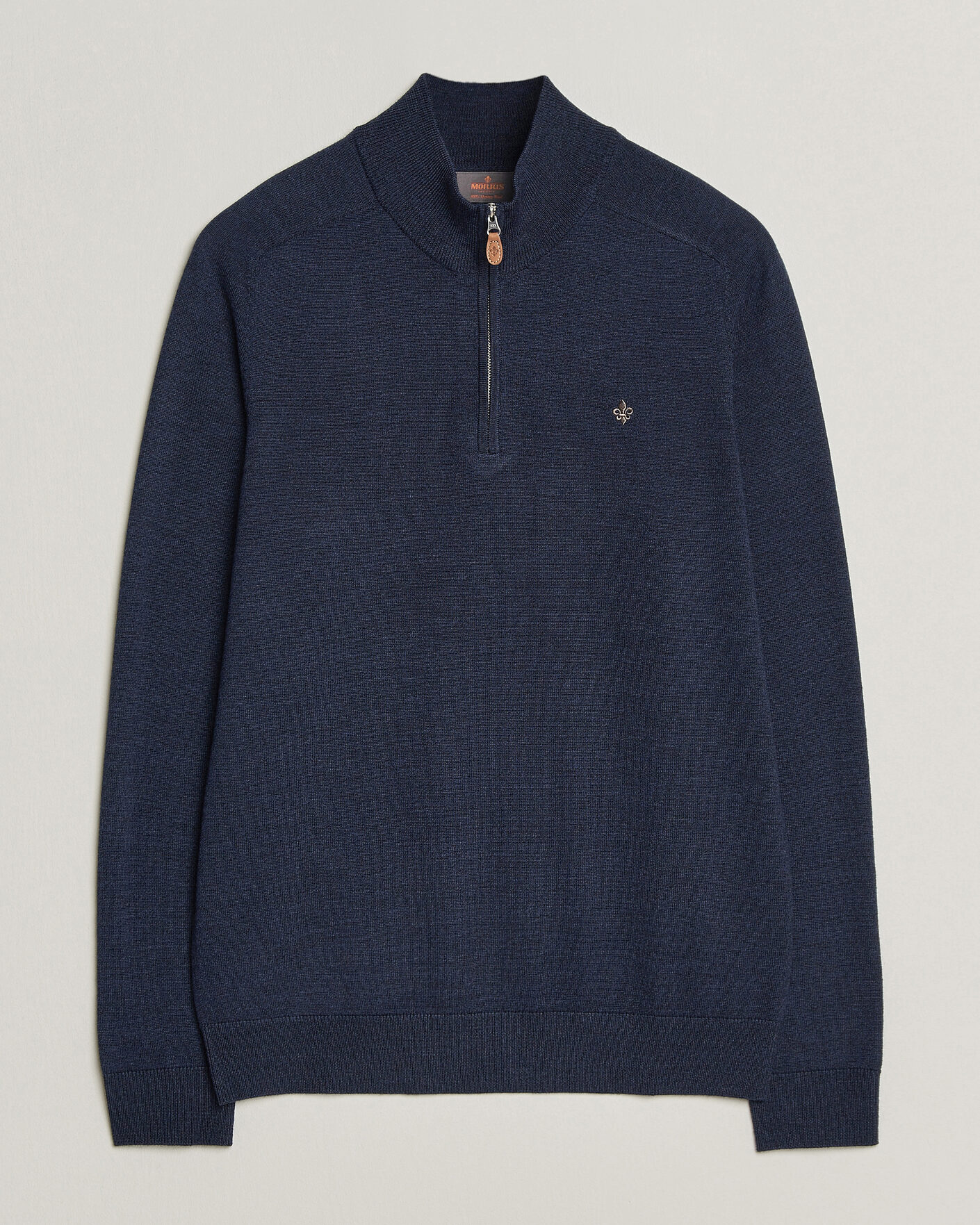 Men | Sweaters & Knitwear | Morris | John Merino Half Zip Ocean Blue