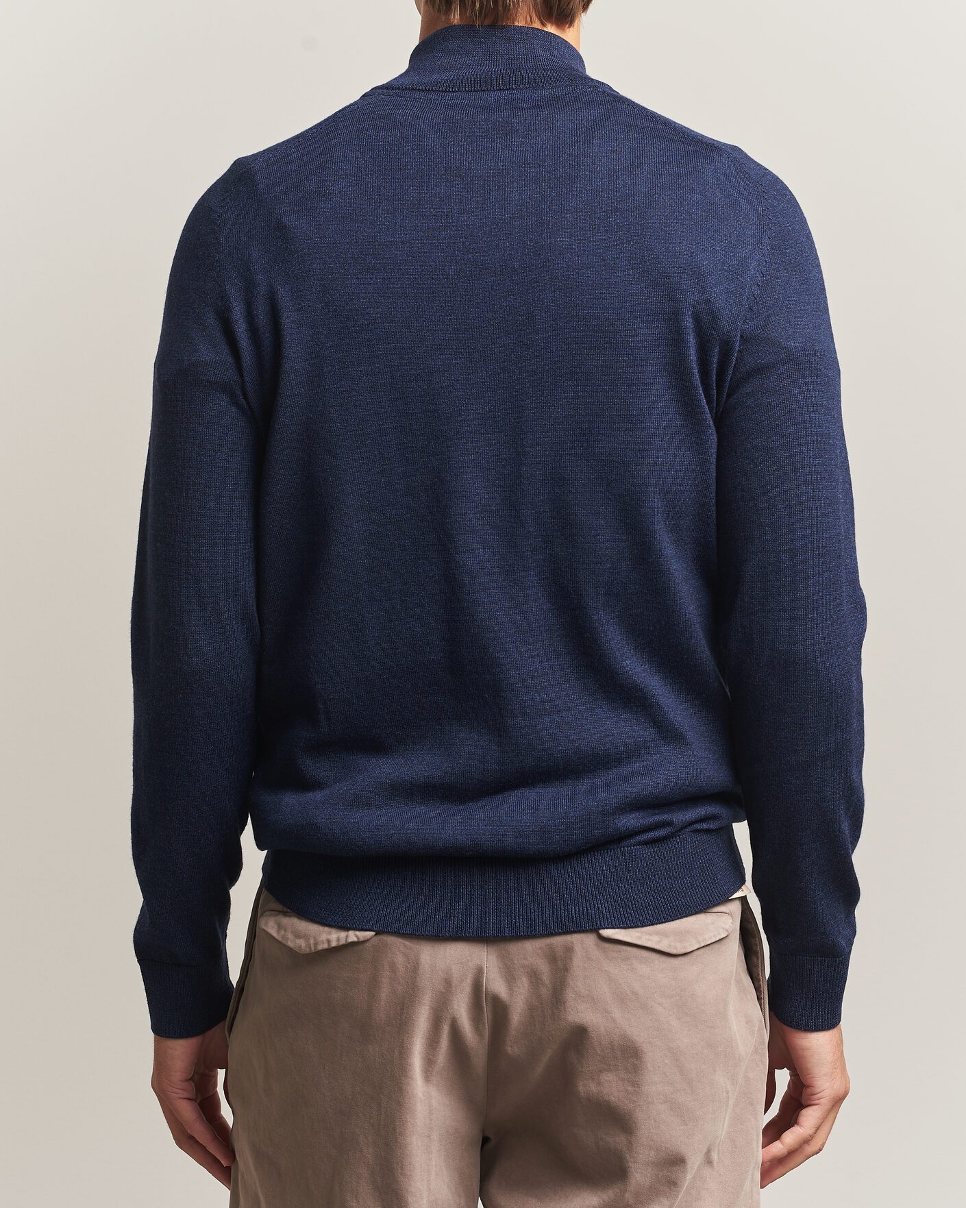 Men | Sweaters & Knitwear | Morris | John Merino Half Zip Ocean Blue