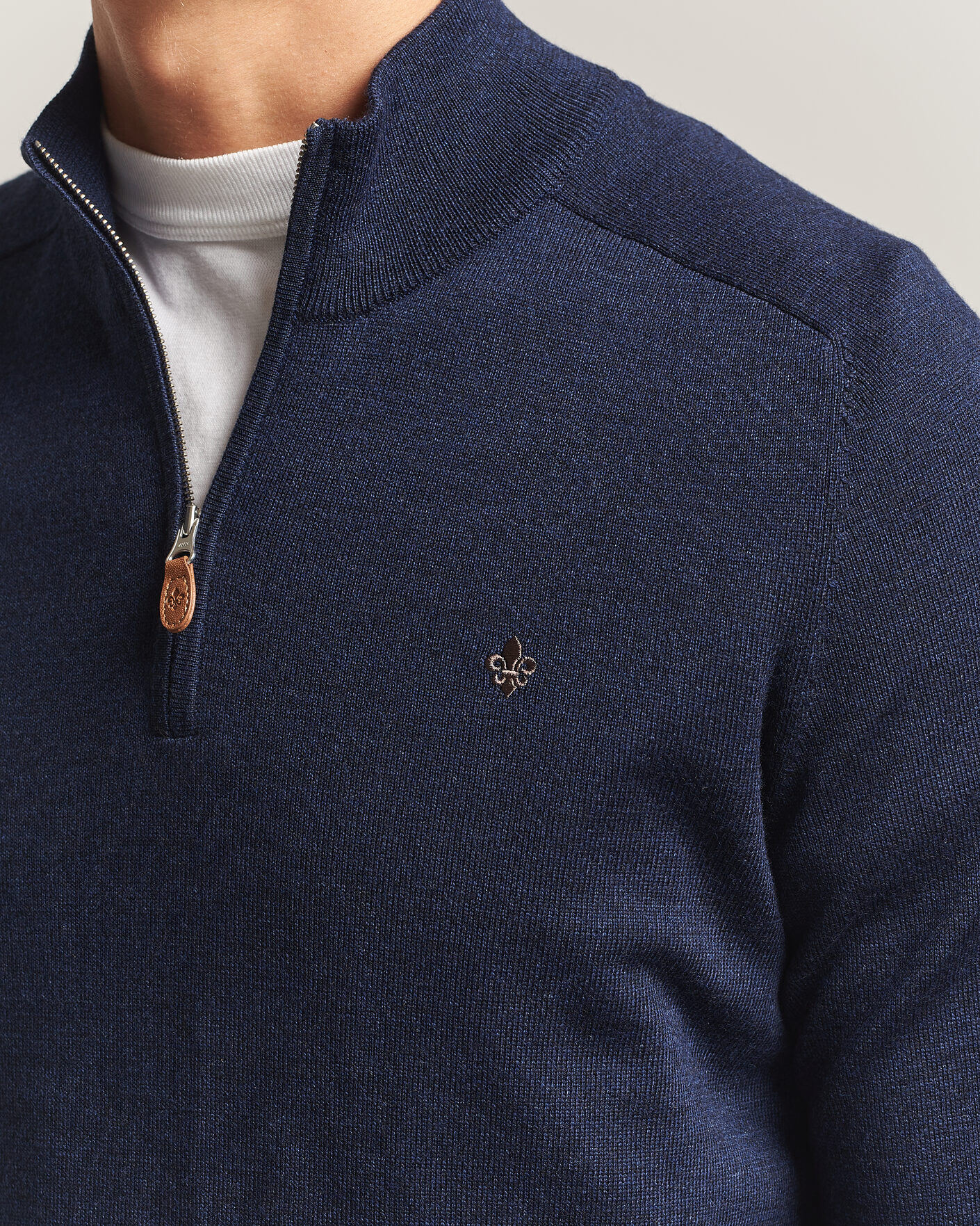 Men | Sweaters & Knitwear | Morris | John Merino Half Zip Ocean Blue