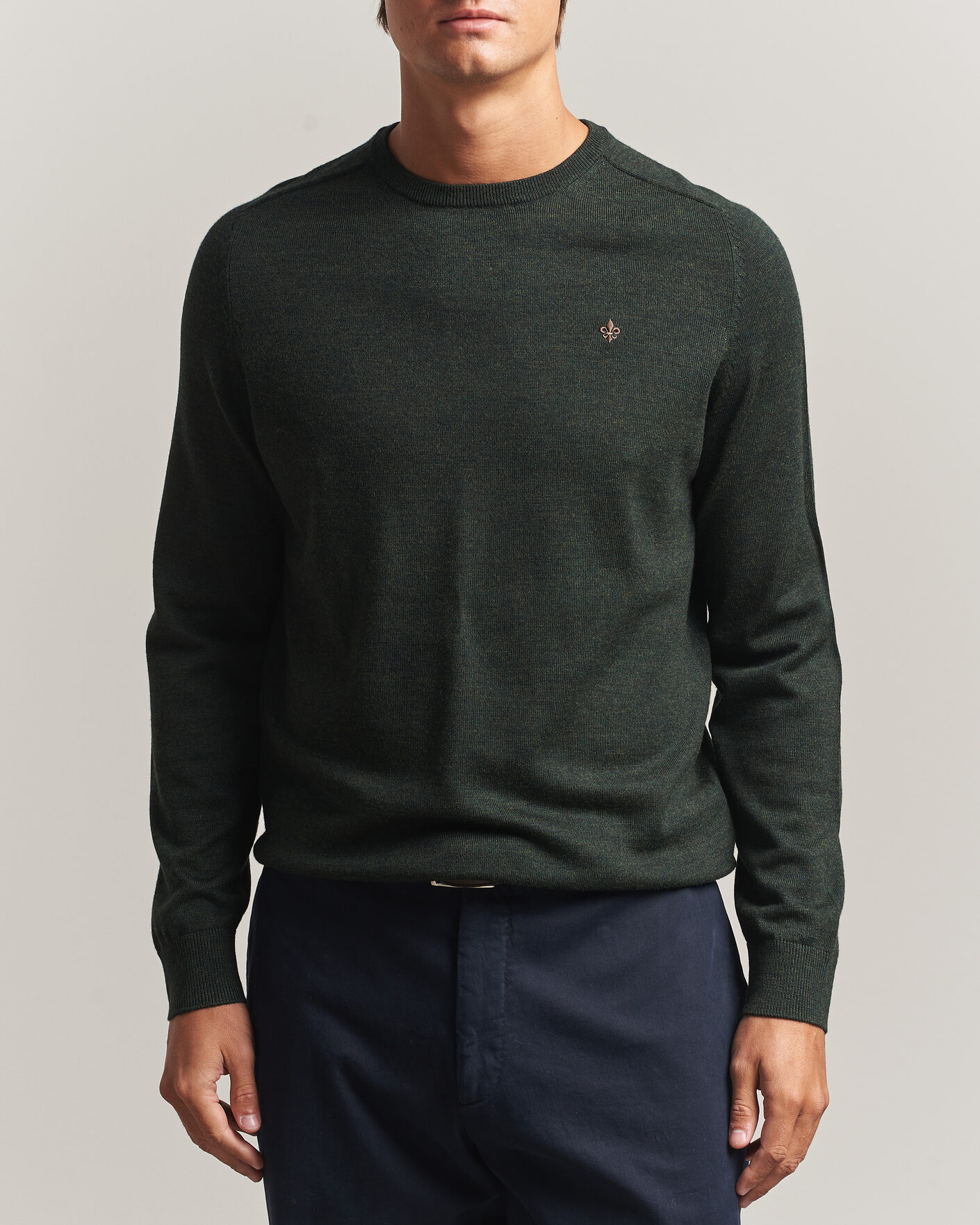 Men | Sweaters & Knitwear | Morris | Merino O-Neck Olive