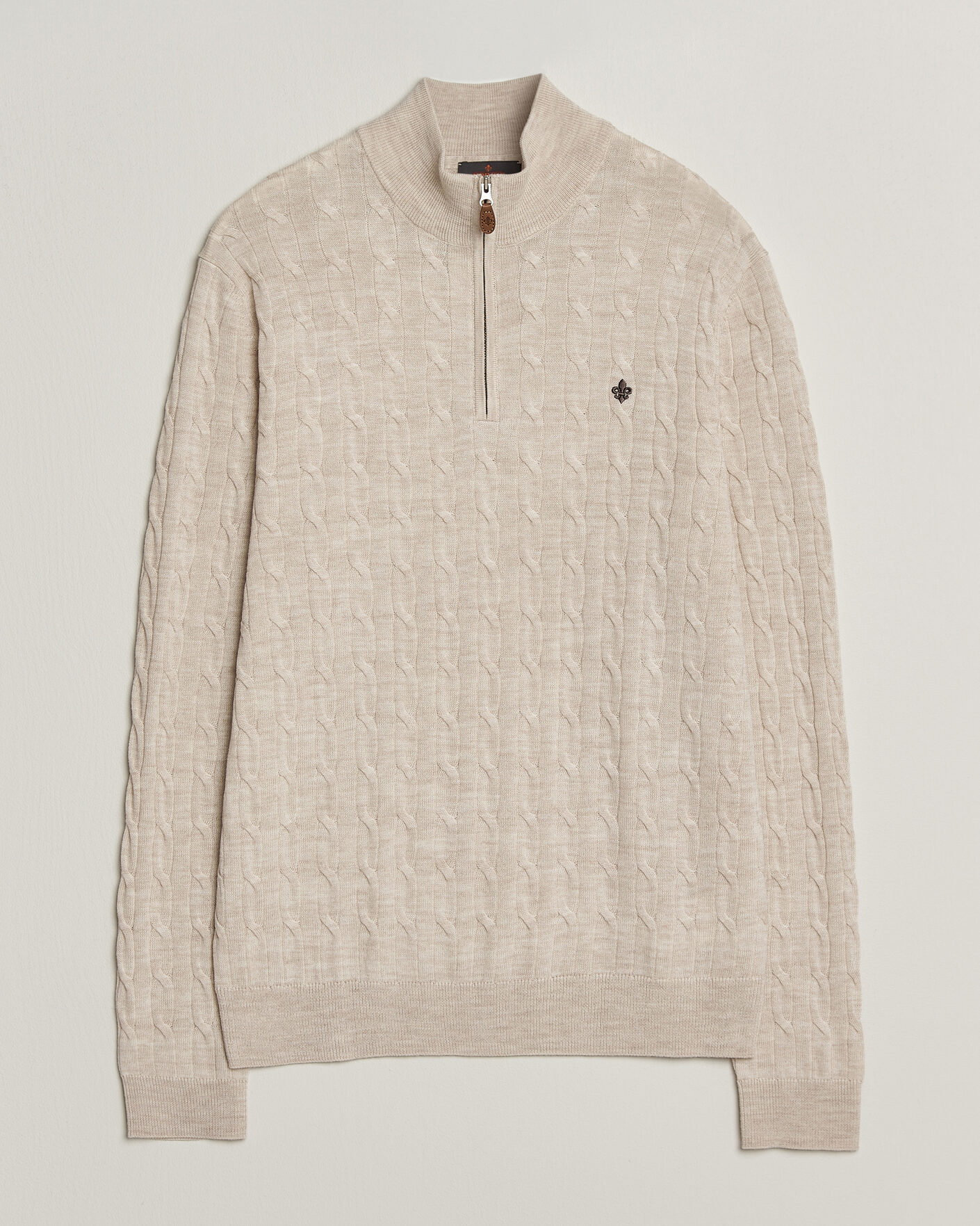 Men | Sweaters & Knitwear | Morris | Merino Cable Half Zip Off White
