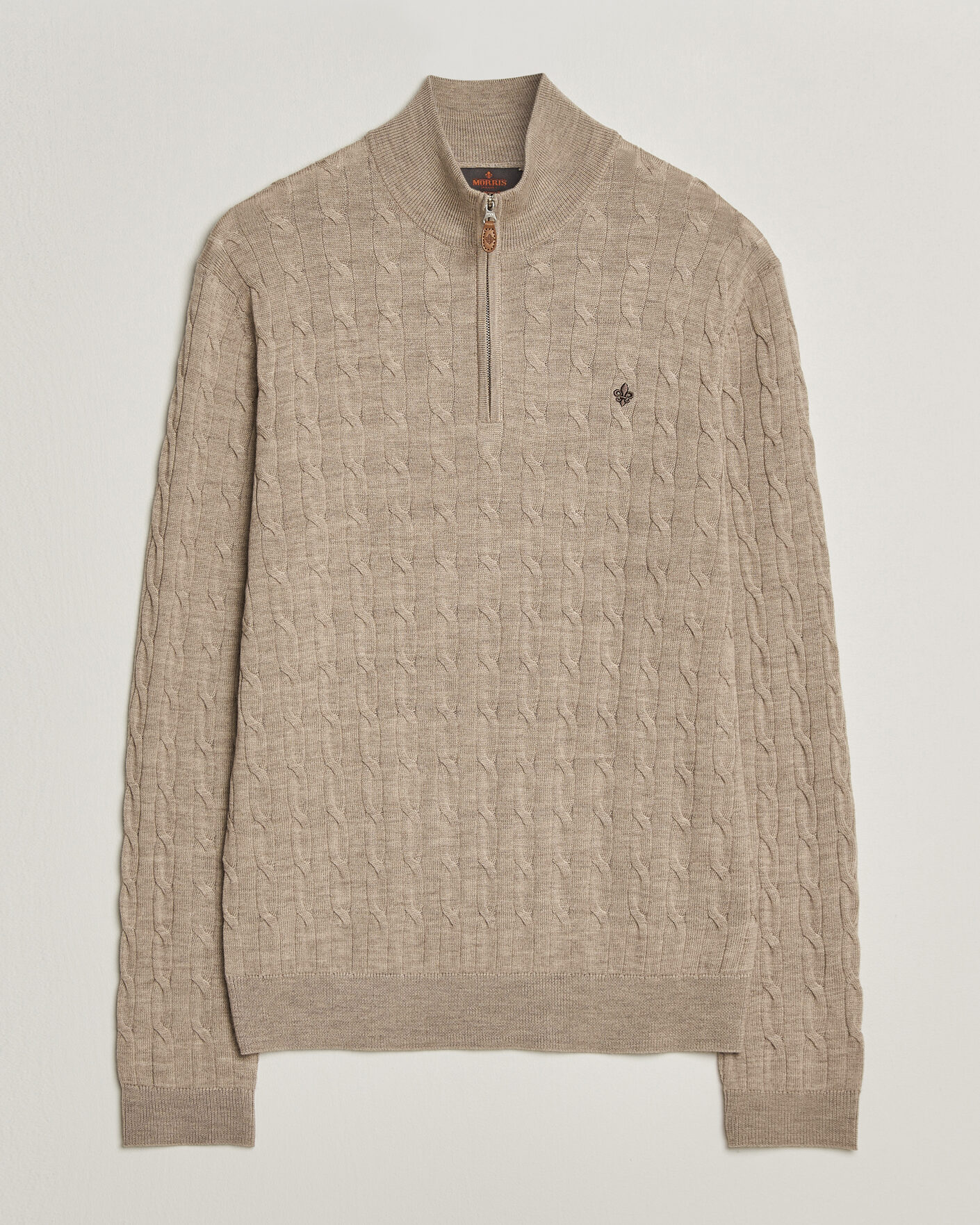 Men | Sweaters & Knitwear | Morris | Merino Cable Half Zip Khaki