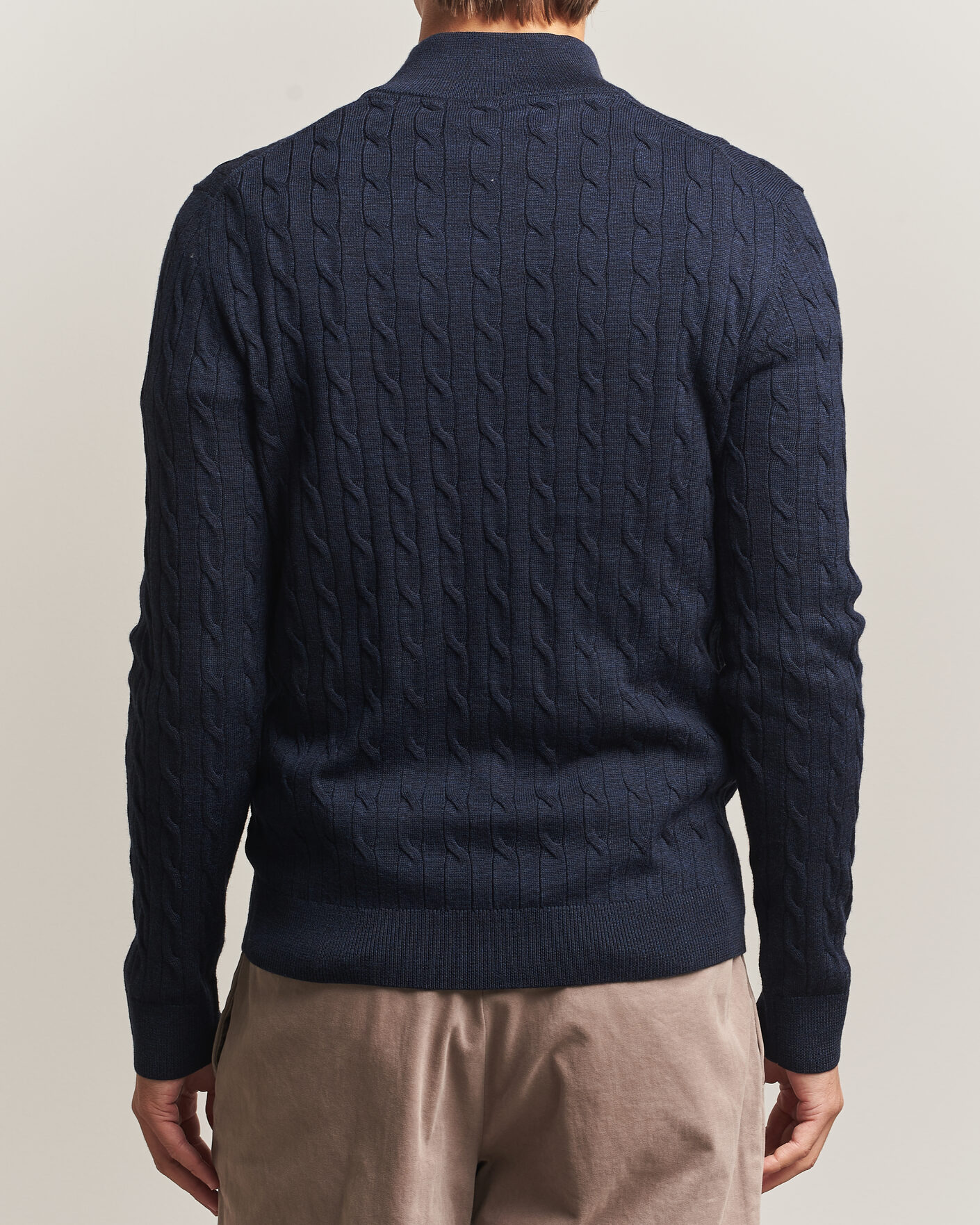 Men | Sweaters & Knitwear | Morris | Merino Cable Half Zip Navy