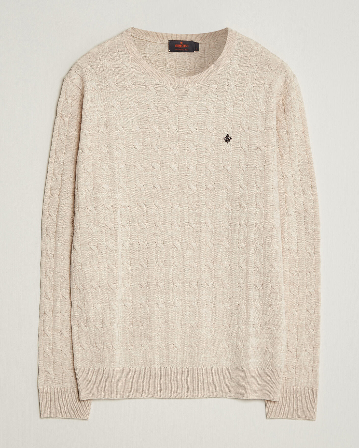 Men | Sweaters & Knitwear | Morris | Merino Cable O-Neck Off White