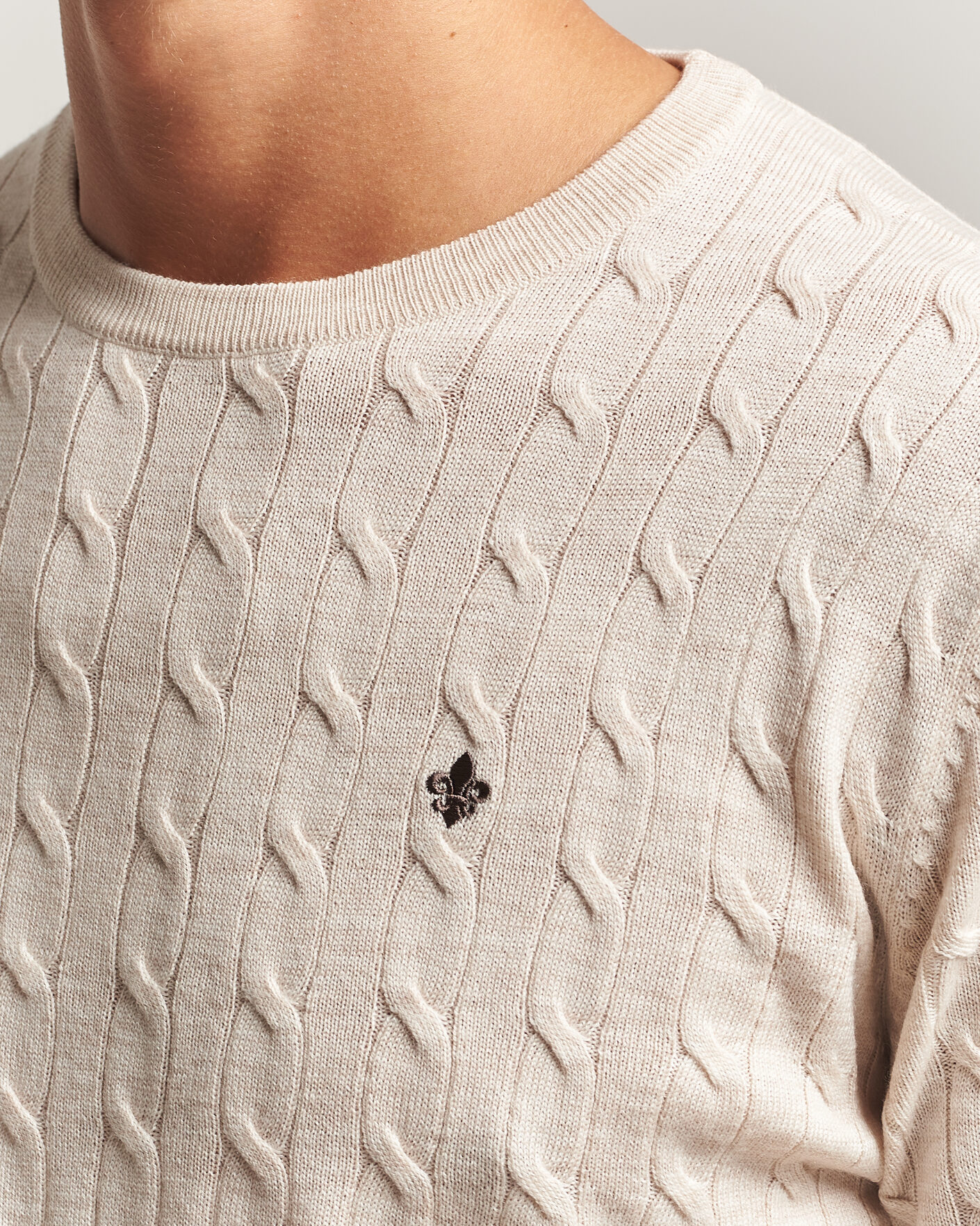 Men | Sweaters & Knitwear | Morris | Merino Cable O-Neck Off White