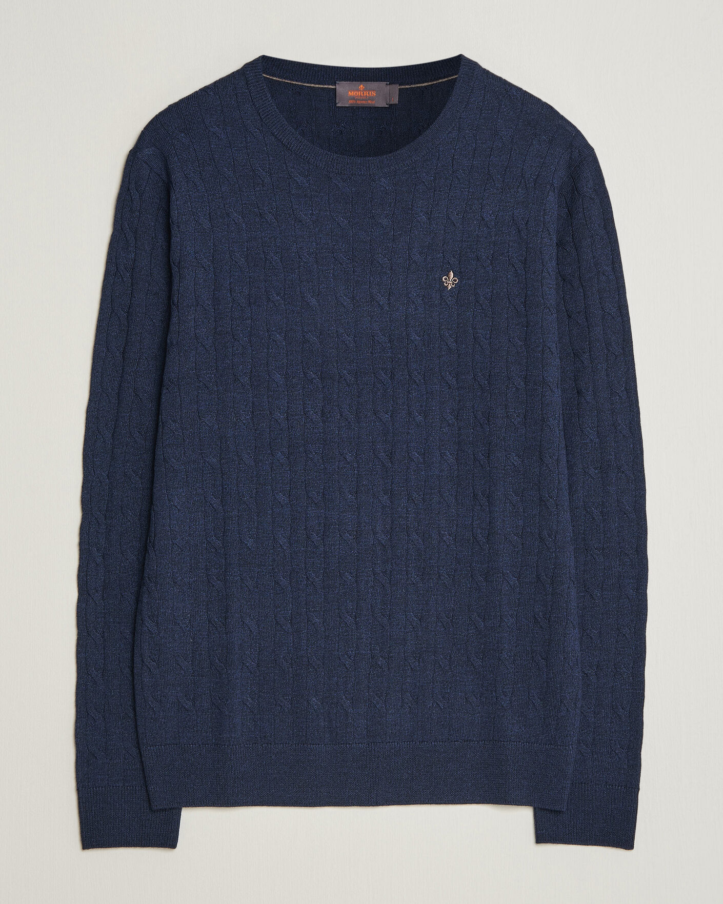 Men | Sweaters & Knitwear | Morris | Merino Cable O-Neck Navy