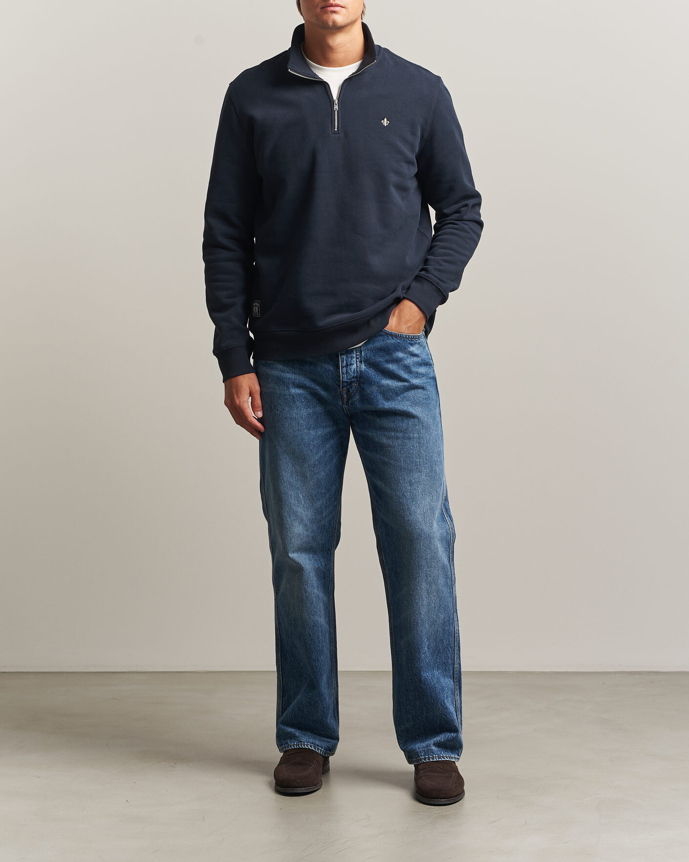 Men | Sweaters & Knitwear | Morris | Brandon Lily Half Zip Old Blue