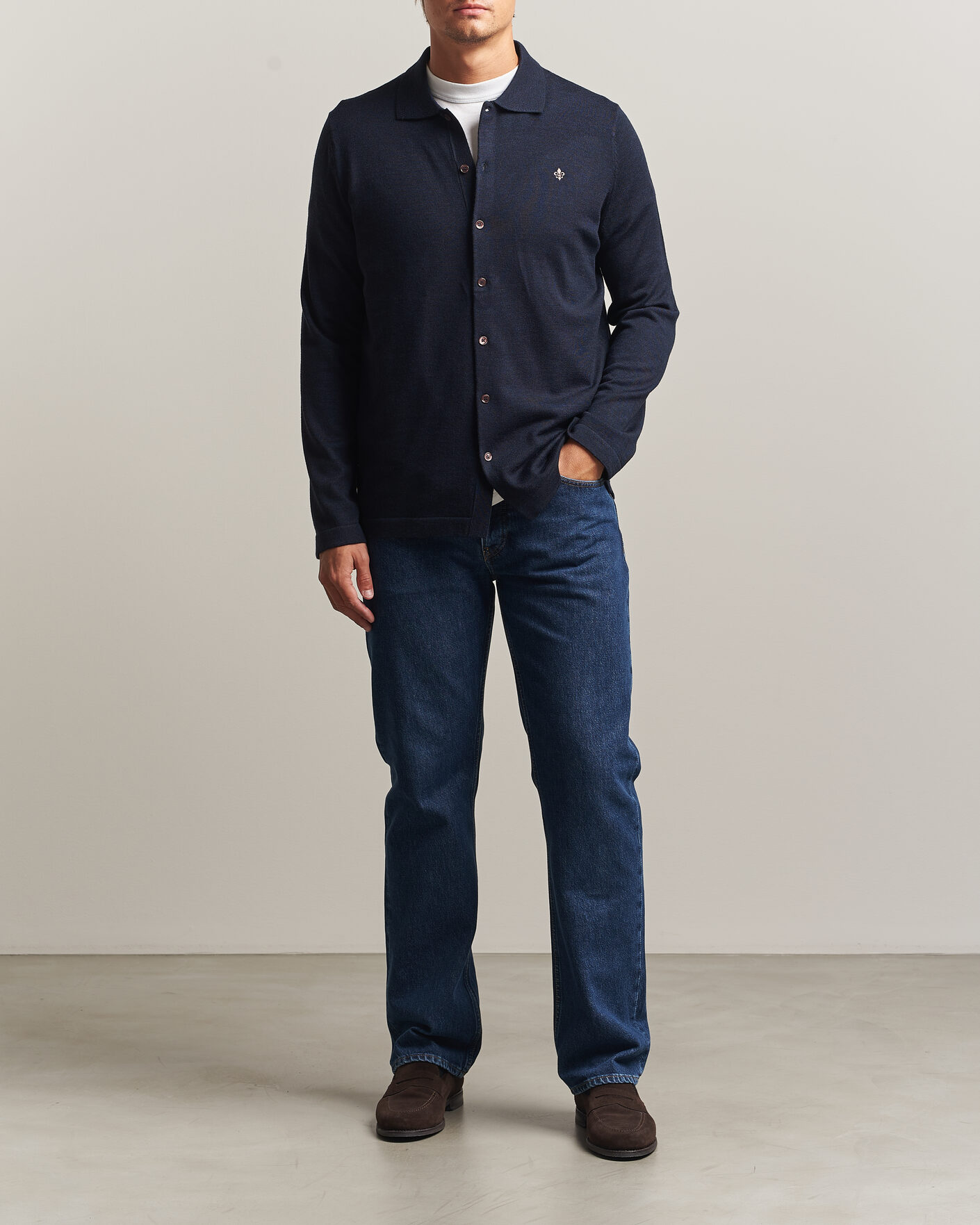 Men | Shirts | Morris | Merino Shirt Cardigan Navy
