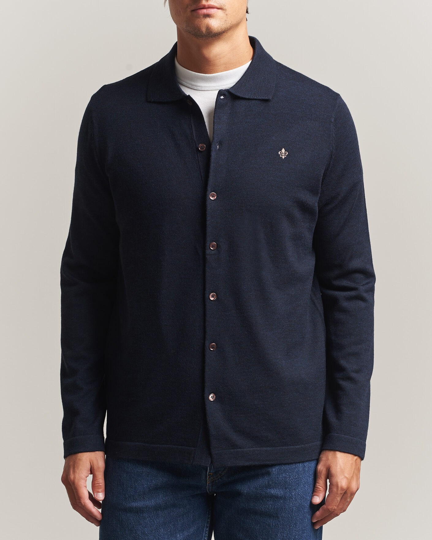 Men | Shirts | Morris | Merino Shirt Cardigan Navy