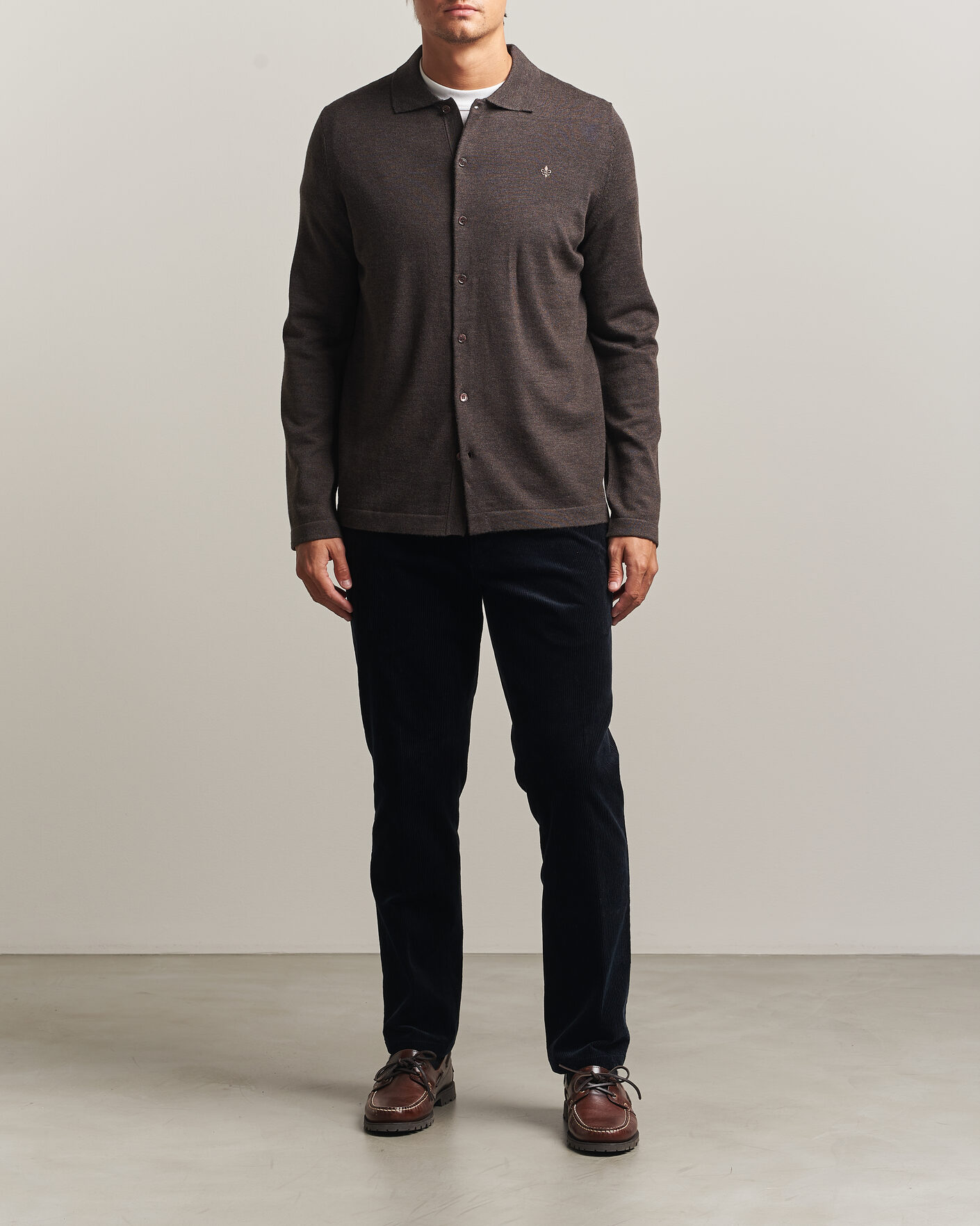 Men | Shirts | Morris | Merino Shirt Cardigan Brown