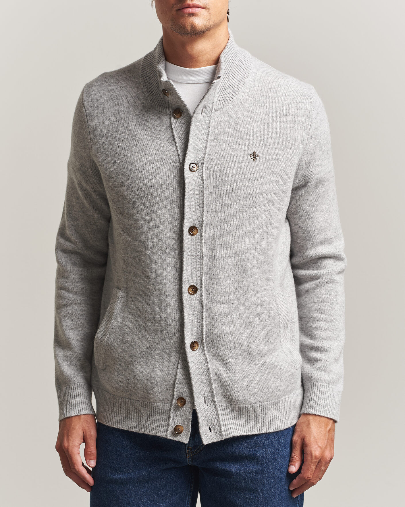 Men | Sweaters & Knitwear | Morris | Hertford Button Cardigan Grey